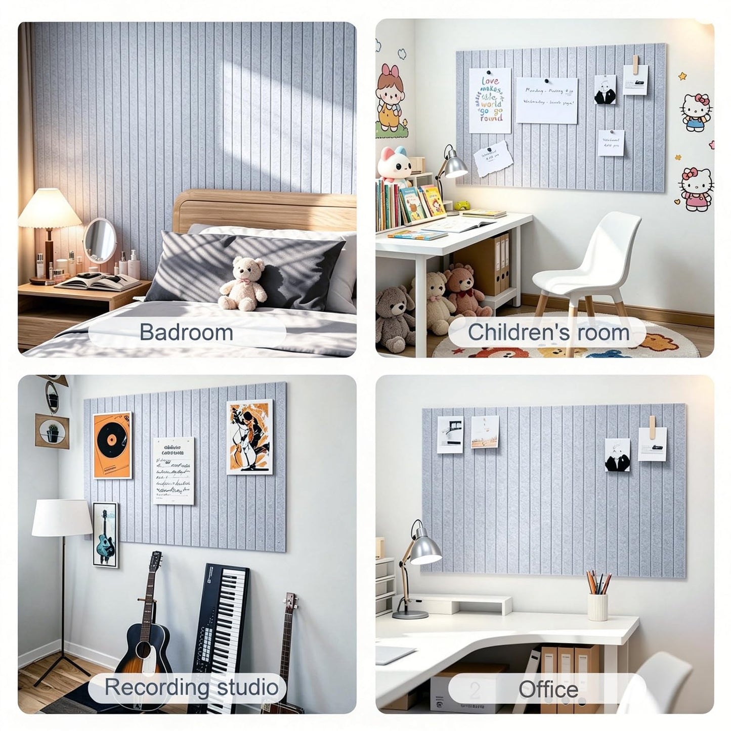 G Gamit 0.47" Thick Felt Pin Board 36"x24" Large Cork Board Alternative 6 Pack 11.81"x11.81"Felt Bulletin Board Wall Tiles Notice Board with 30 Pushpins for Home Office School(Fine-Silver Grey)