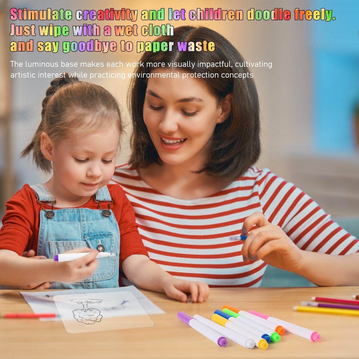 LED Note Board with Colors, Light Up Acrylic Message Board, Glowing Acrylic Dry Erase Board with Light, Led Drawing Board with Stand, 7 Markers (Medium 7.9 * 7.9 inches)