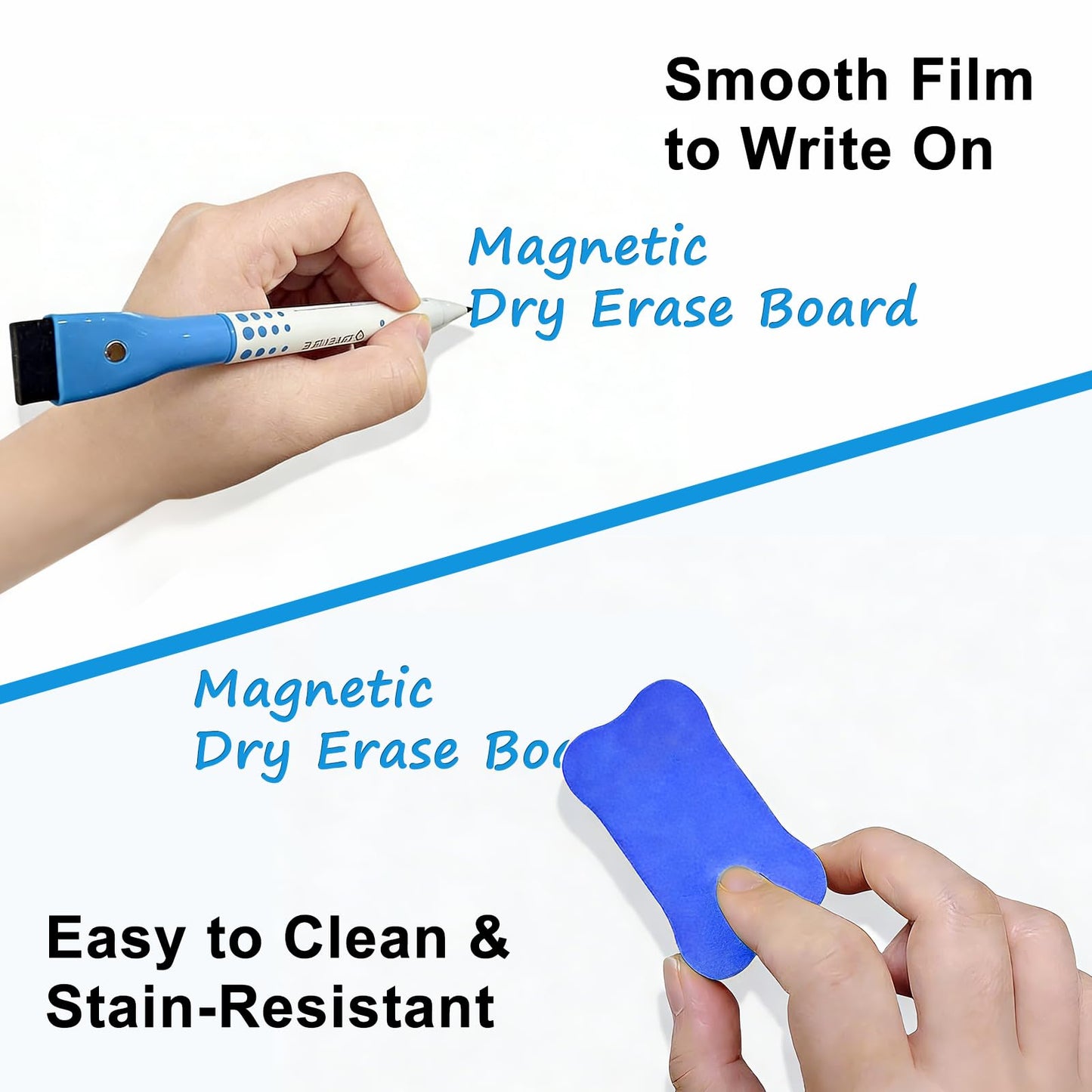 Magnetic Whiteboard for Fridge, 4-Pack Dry Erase Boards (12×8 in) with 5 Markers & Eraser, Strong Magnet & Stain-Resistant Surface, Reusable Message Board for Fridge, Family Planner & Kitchen Notes