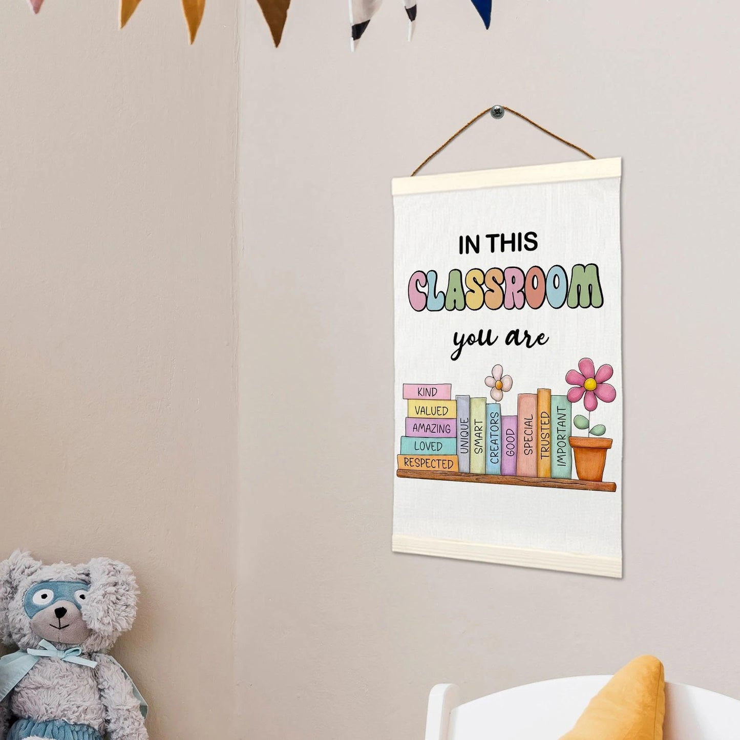 LKETW Inspirational Classroom Poster Hanger Frame 12x16 Inch, Positive Affirmations Motivational Wall Art Posters for Classroom, Inspirational Hanging Banner Decor for Home Kids Room Bedroom