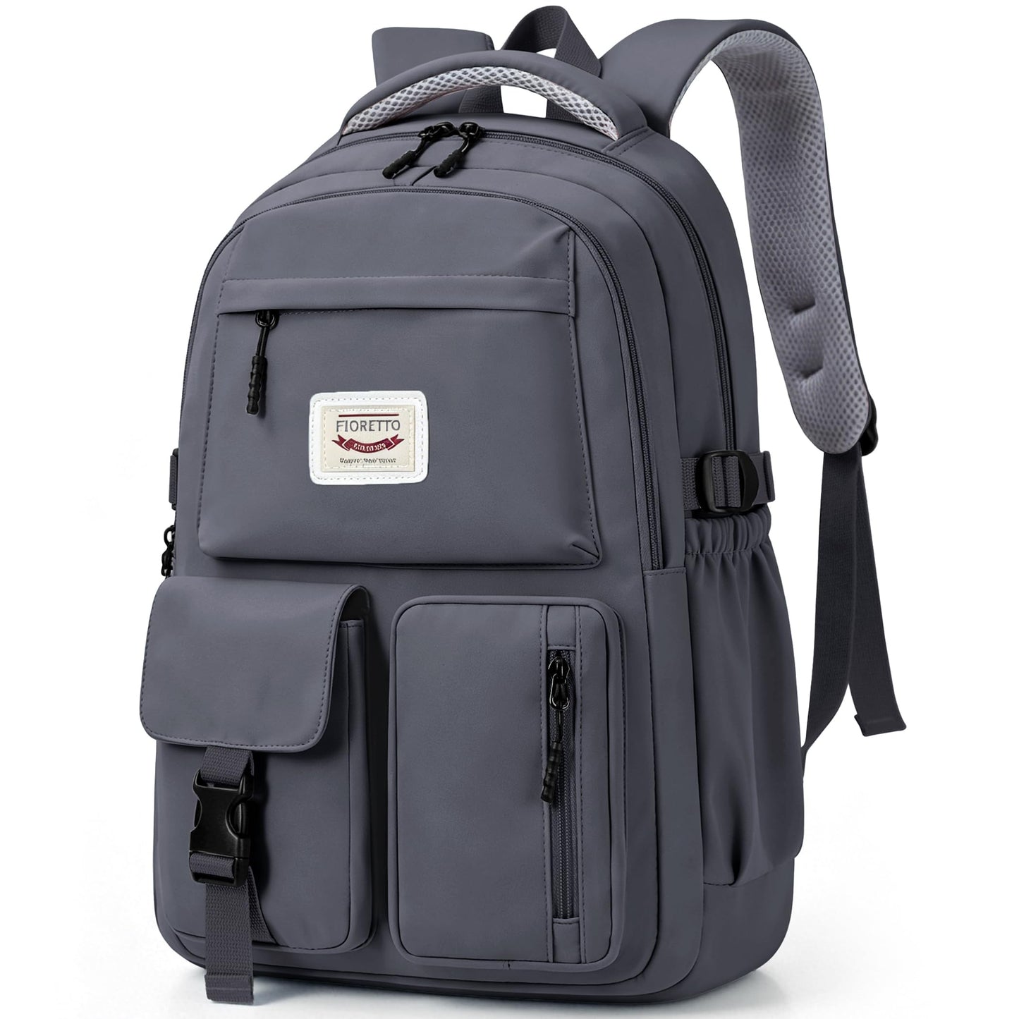 FIORETTO School Backpack for Teen Girls & Women with Compartment, Lightweight School Bag Bookbag with Multiple Pockets, Ideal for Middle High School, College, Travel, Dark Grey 25L