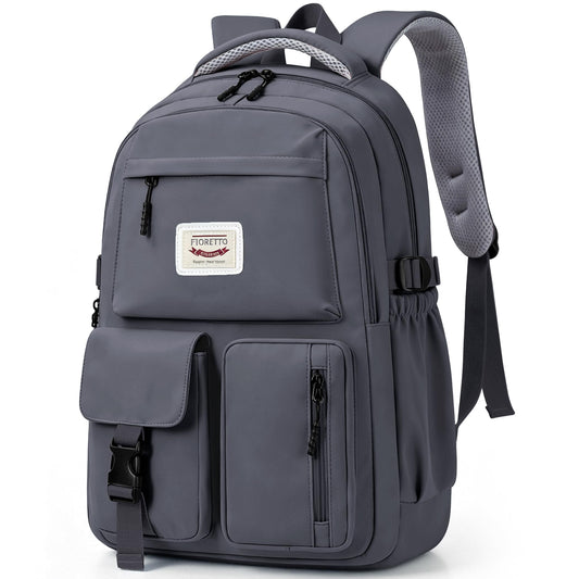 FIORETTO School Backpack for Teen Girls & Women with Compartment, Lightweight School Bag Bookbag with Multiple Pockets, Ideal for Middle High School, College, Travel, Dark Grey 25L