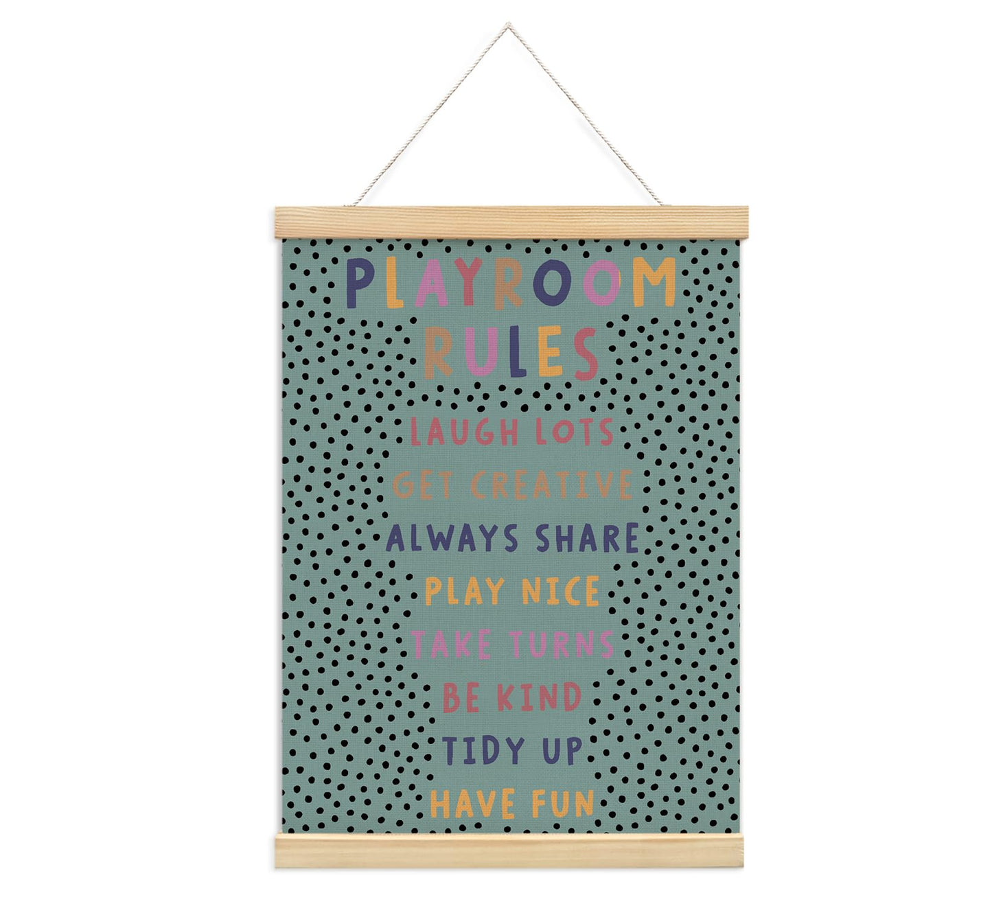 Playroom Kids Tollder Room Wall Decor, Play Room Rules Wall Decor for Kids Play Game Room Bedroom Nursery Home School Playroom Essentials, Canvas Hanging Banner Wood Poster Frameds(blue)