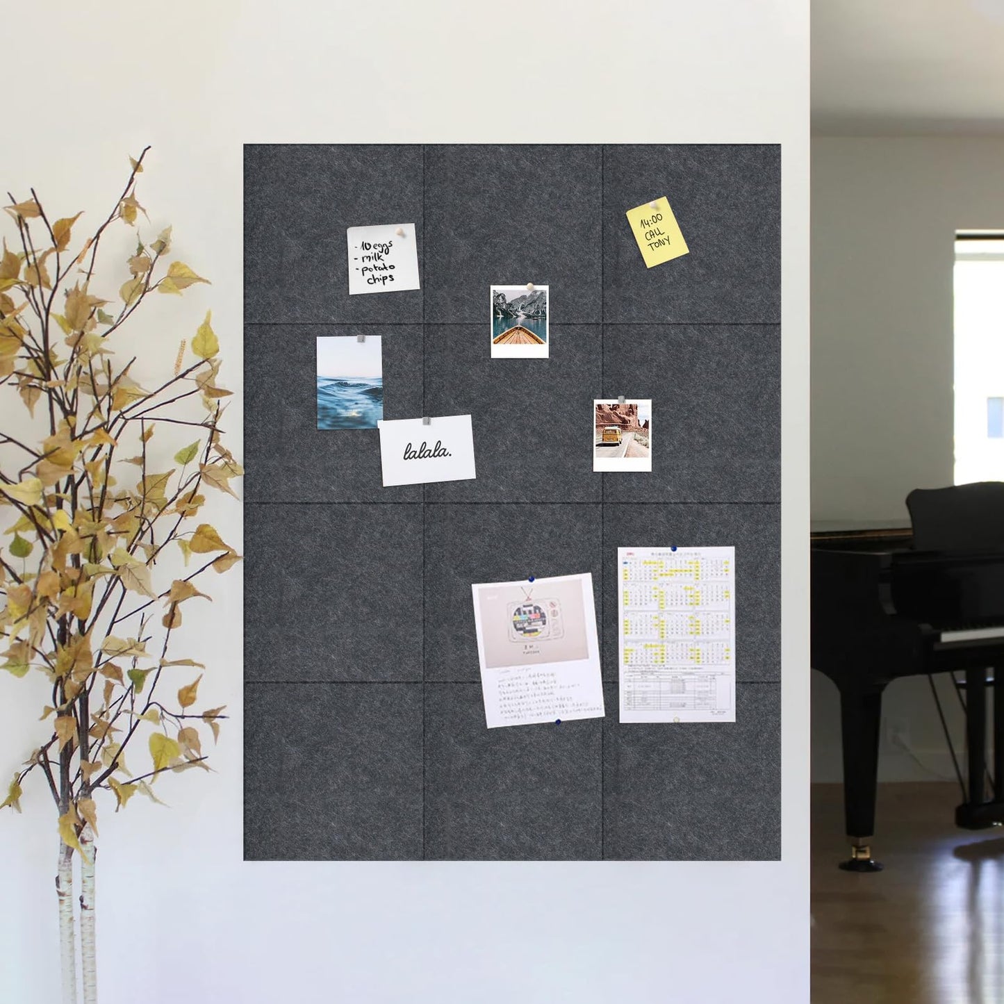Large Bulletin Board 48"x 24" Cork Boards for Walls, 8 Pack Felt Wall Panels Photo Board, Cork Board for Office Home Pin Board