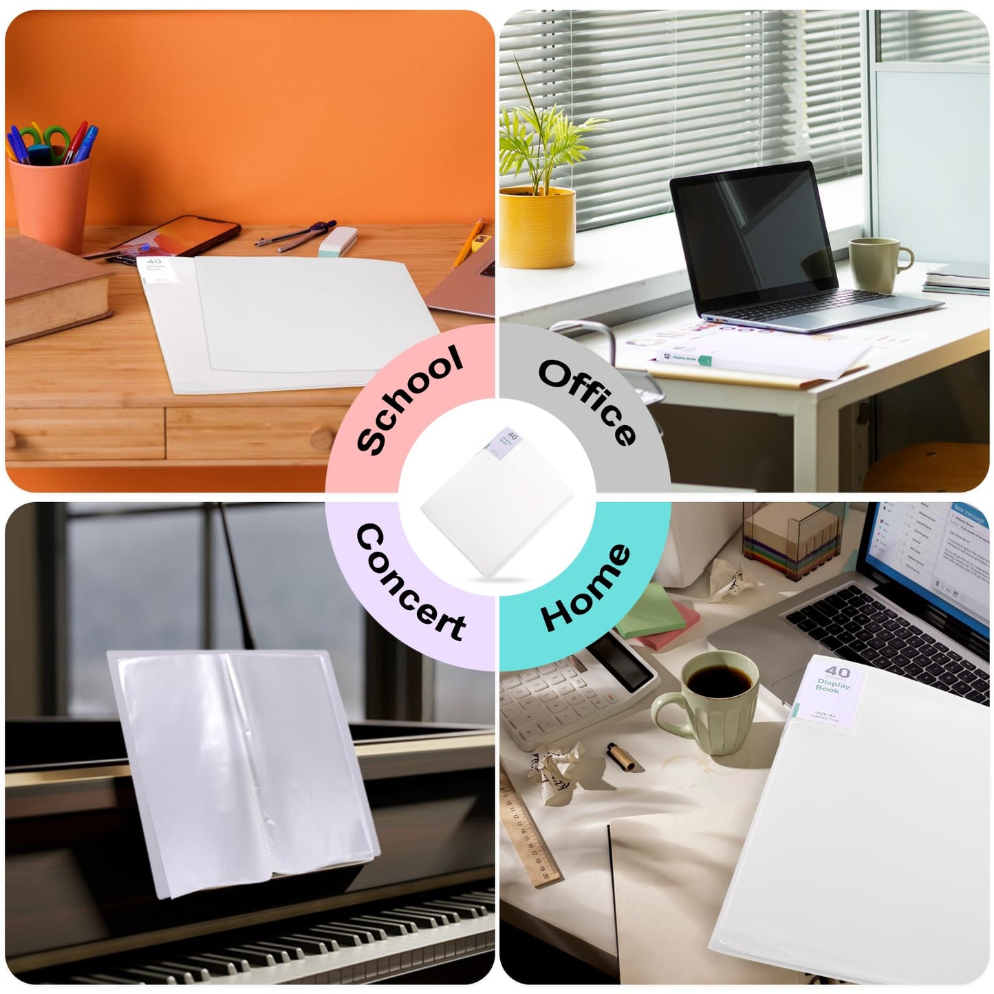 Phyxin 60-Pocket Portfolio Binder Organizer, Binder Sheet Protectors 8.5" x 11", Displaying 120 Page Plastic Folders for Documents, Document Organizer for Concert, Artwork, School & Office Use, White