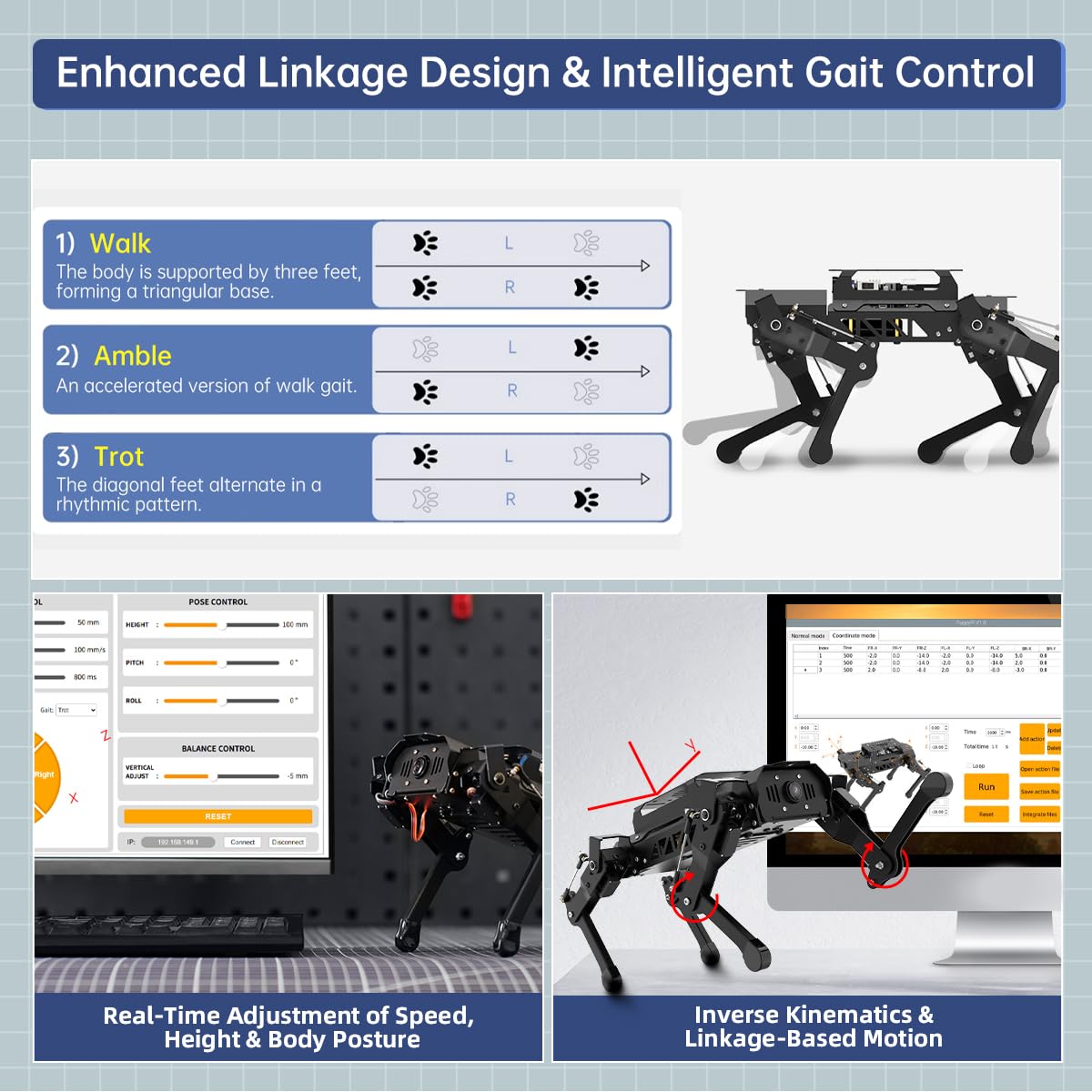 PuppyPi Robot Dog with ChatGPT Large AI Models AI Embodied Intelligence ROS Robotic Dog Vision Scene Voice Understanding SLAM Mapping Navigation Bionic Quadruped Robot, Ultimate Kit & RaspberryPi5 8GB