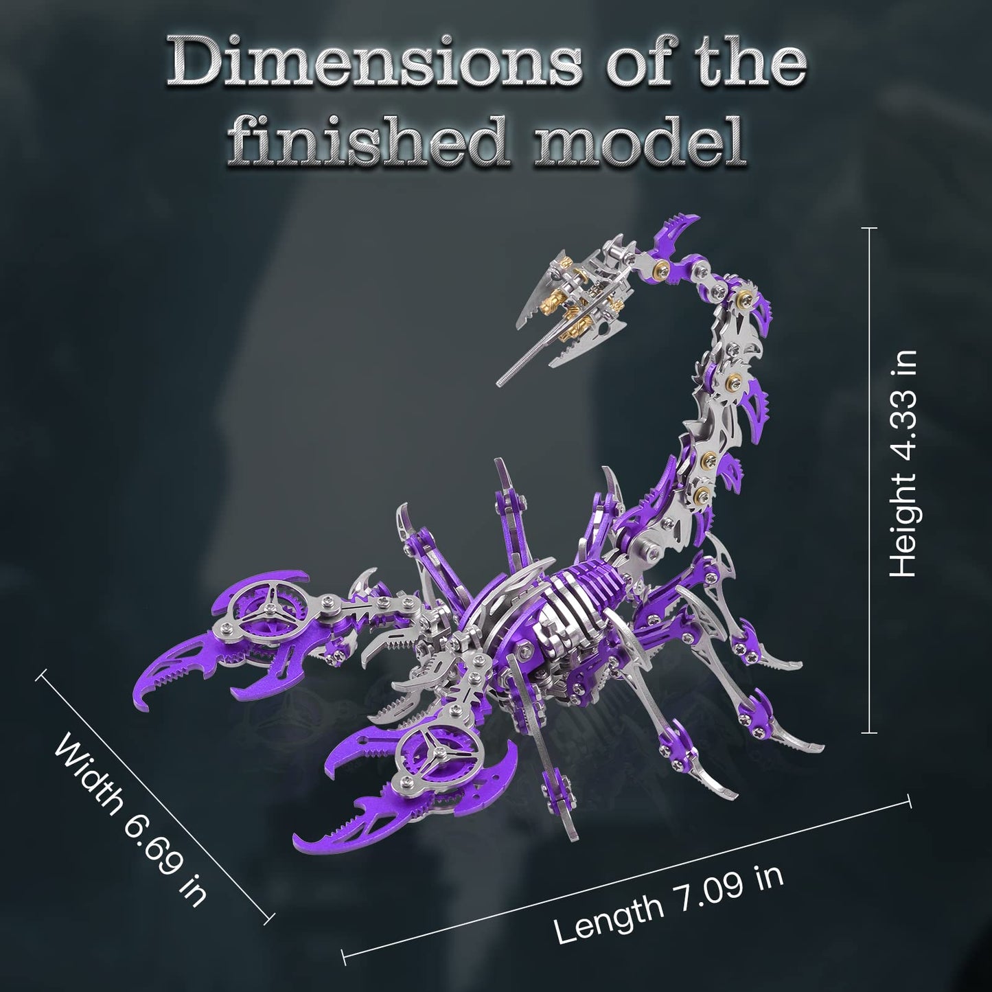 Metalkitor Scorpion 3D Metal Puzzles Kits for Adults Teens – 454 Pcs – Mechanical Assembly Models – 4 Hours to Build – Ideal for Gifts and Decorations (Purple)