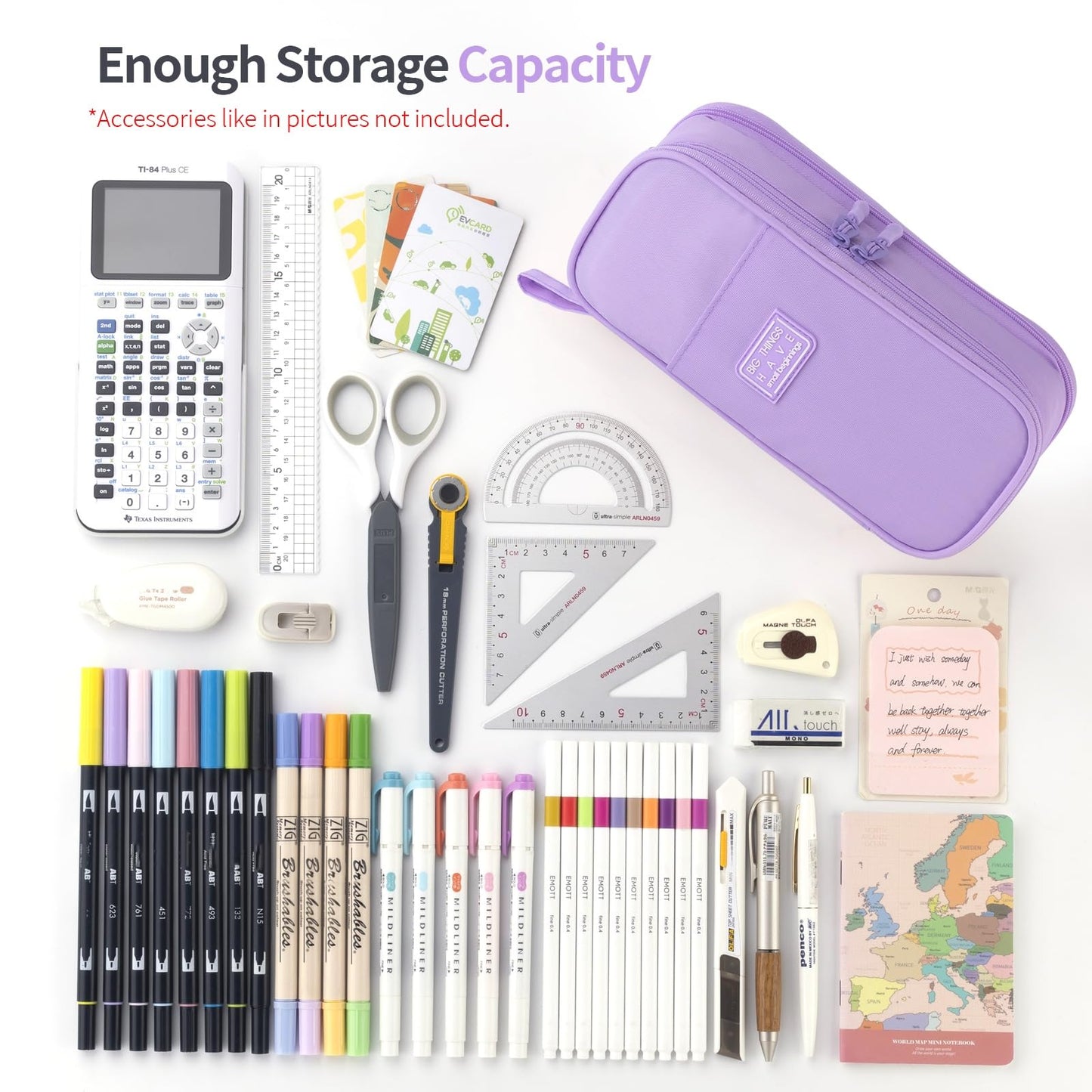 CICIMELON Large Pencil Case Big Storage Pen Pouch Bag with Compartment for School Supplies Office College Teen Boys Girls Adults, Upgraded Purple