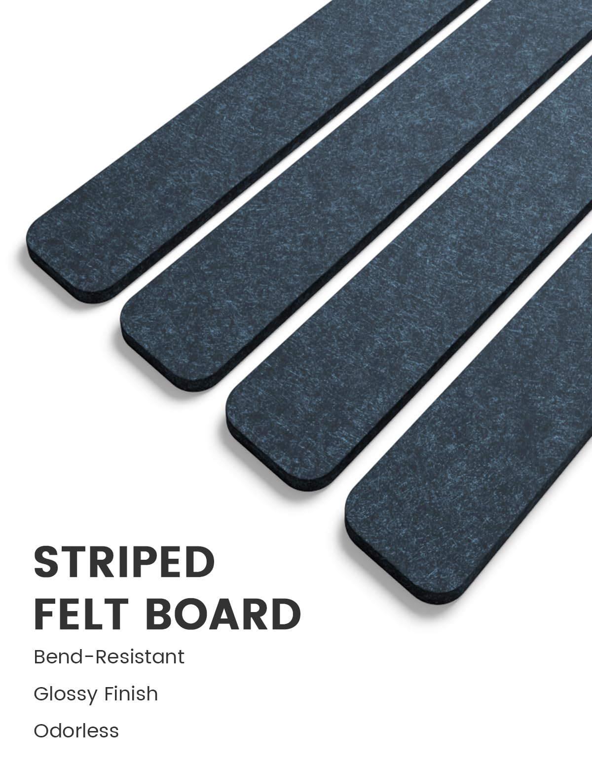 Fluxynara Cork Board Alternative Felt Strip Board 5-Pack 13"x2", Office Pin Board with 35 Push Pins, Adhesive Install for Bedroom Door & Home Office (Denim Blue)