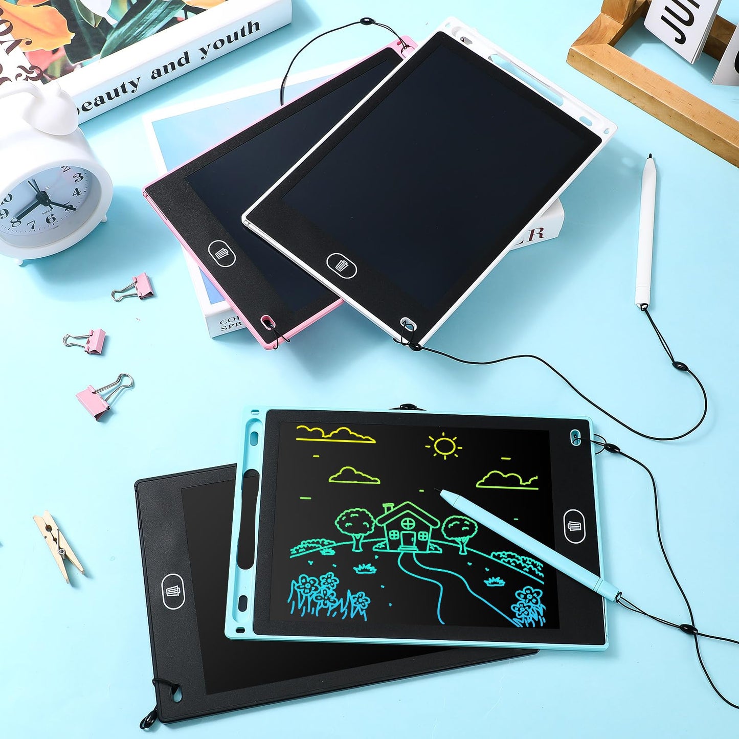 Zhehao 20 Pack LCD Writing Tablet for Kids: 8.5 Inch Colorful Drawing Doodle Boards - Reusable Erasable Doodle Board Educational Learning Toys Gifts for Toddlers Ages 3-8 Party Favors(Pastel,Cute)