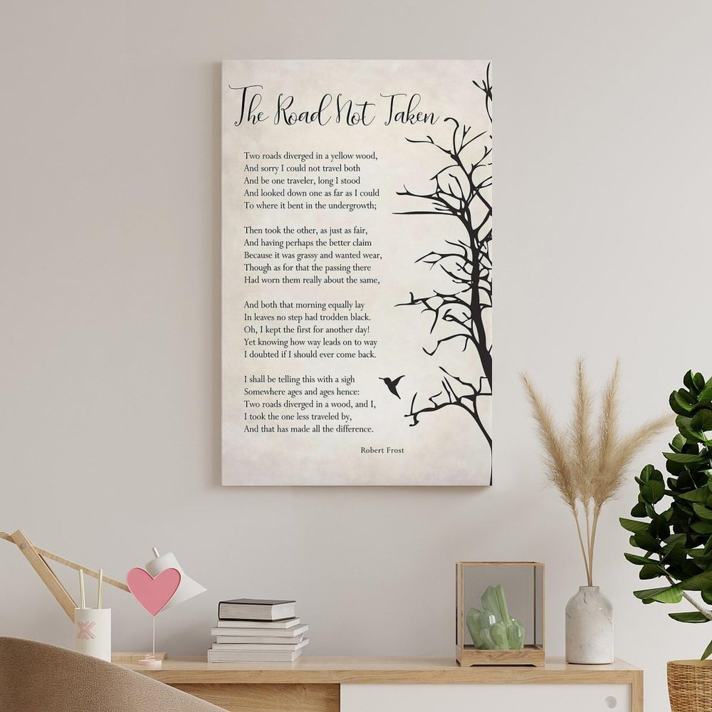 JHXNJDPOST The Road Not Taken Poster Poem Canvas Wall Art Aesthetic Decorative Painting Living Room Restaurants, Pool Halls And Hotelsstyle-5 16x24inch(40x60cm)