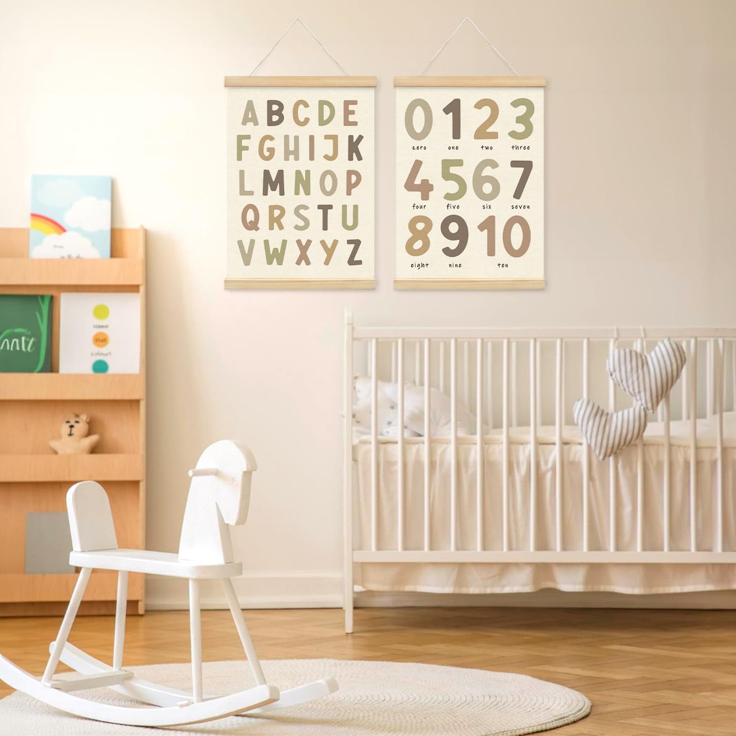 Lacama Boho ABC Alphabet Wall Chart for Toddlers | ABCs & 123s Kids Learning Educational Gift for Toddler, Neutral Wall Decorations for Pre-School Classroom Nursery Homeschool Poster Hanger