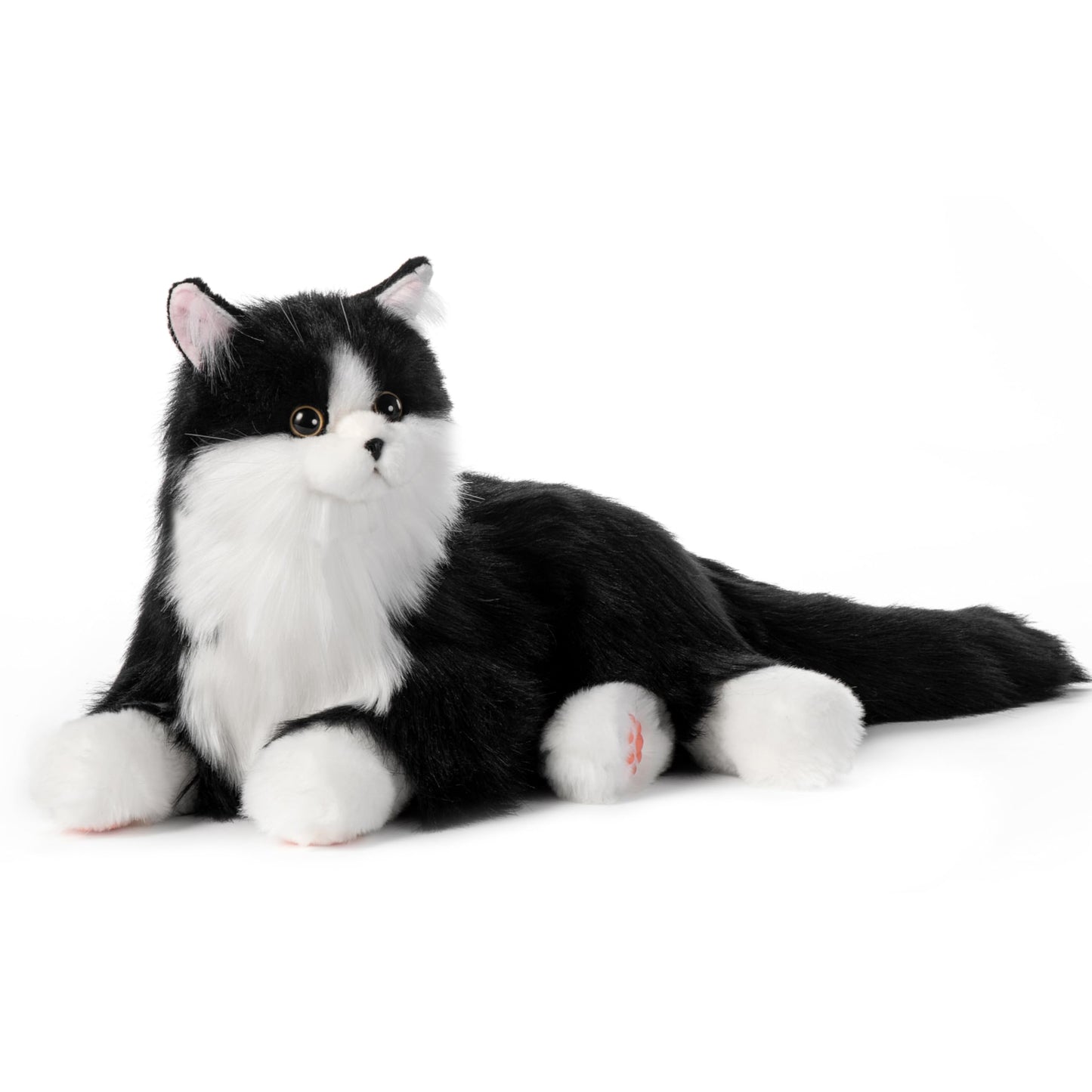 Chongker Interactive Companion Robot Cat, Weighted Breathing Stuffed Animals, Cat Plush Toy with Meow Voice, Breathing, Response, Realistic Heartbeat and Purring (Border Collie)