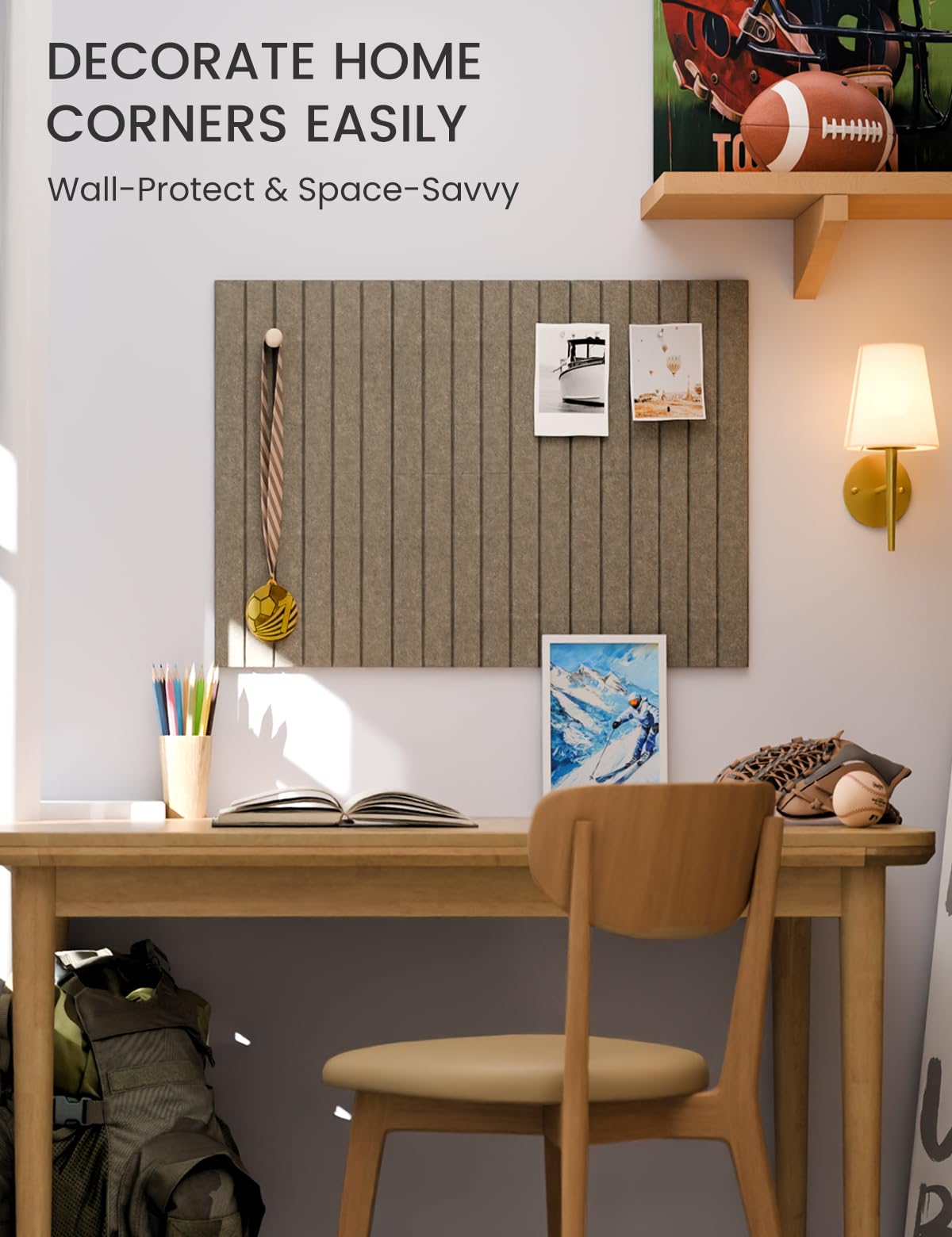 Felt Bulletin Board Tiles -28"x18" with 40 Adhesive Tabs, Cork Board Alternative for Office Decor, Push Pin Board Wall Organizer 6-Pack (Earth Brown)