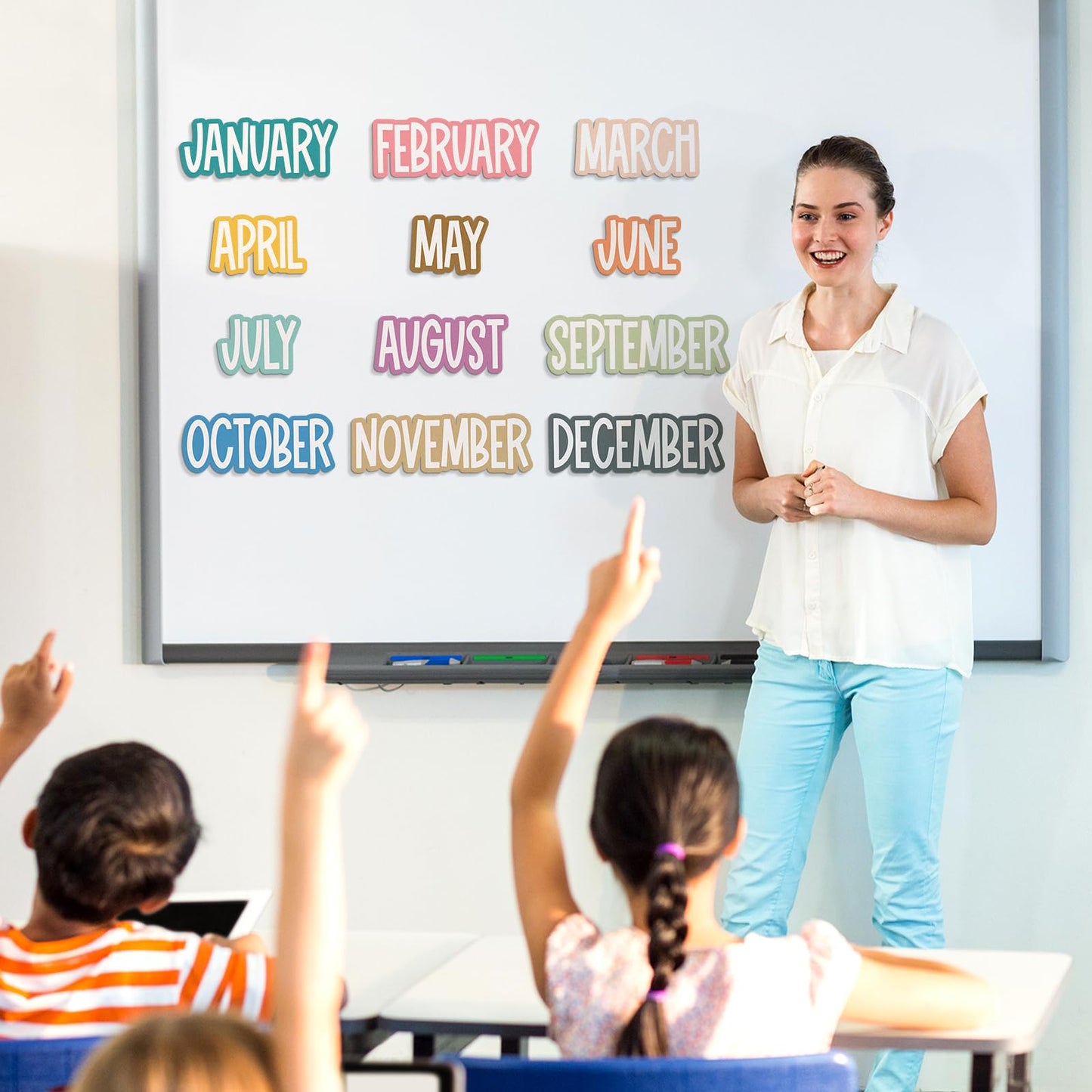 LemonSecret 12 Pcs Magnetic Monthly Headliners Months of The Year Bulletin Board Set whiteboard Calendar Month Headers for Classroom Decoration(Boho)