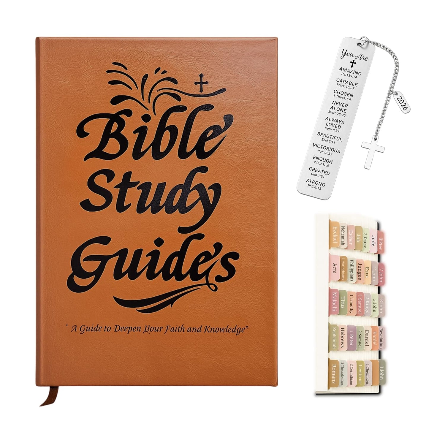 Bible Study Guide, 3 Pcs Bible Study Supplies for Women Includes Bible Study Journals, Bookmark and Bible Tabs for Daily Devotional Practice