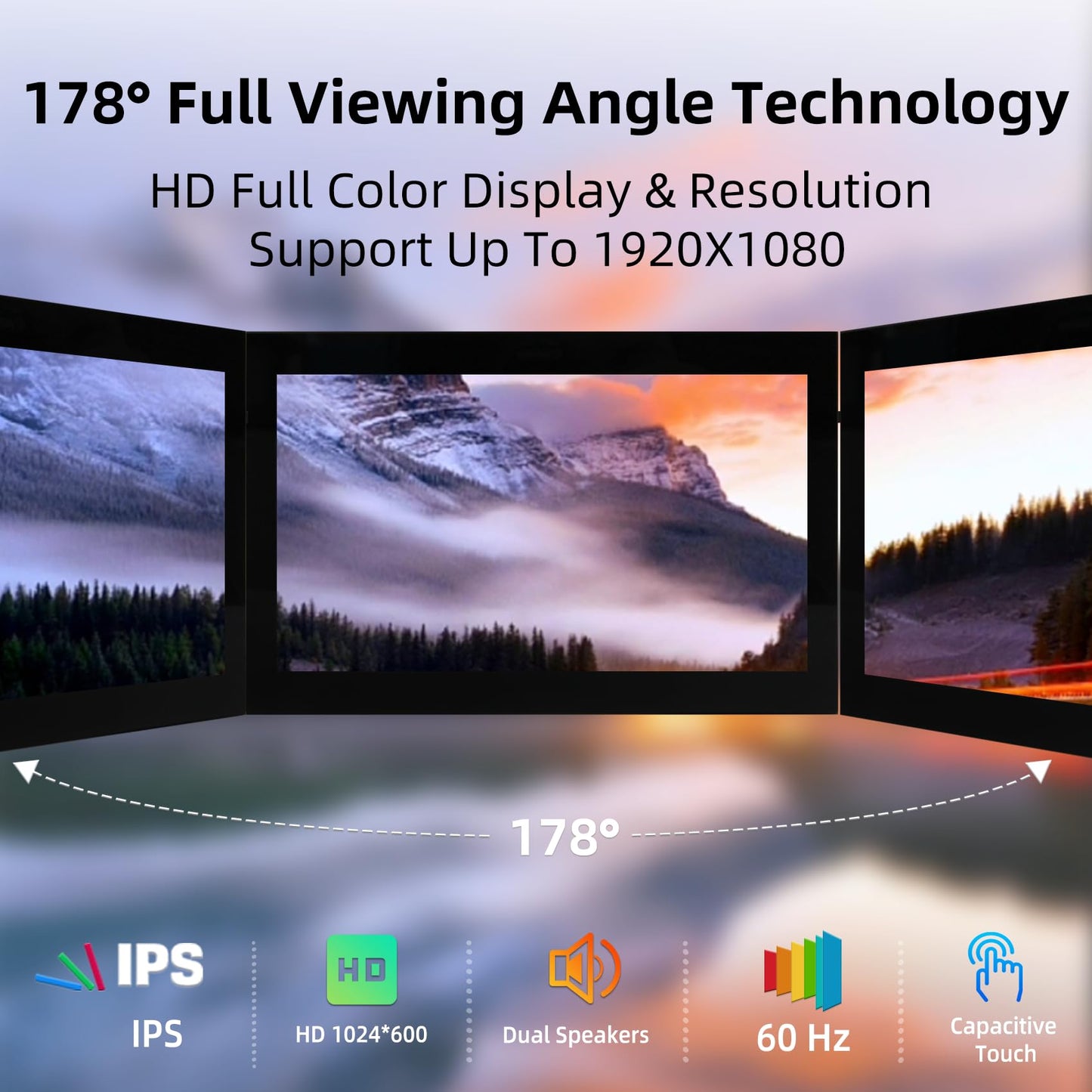 iPistBit 7 inch Portable Monitor, 1024x600 HDMI Raspberry Pi Screen, Dual-Speaker IPS LCD Display Mini Monitor for Laptop Xbox PS3 Raspberry Pi 5 4B 3B+