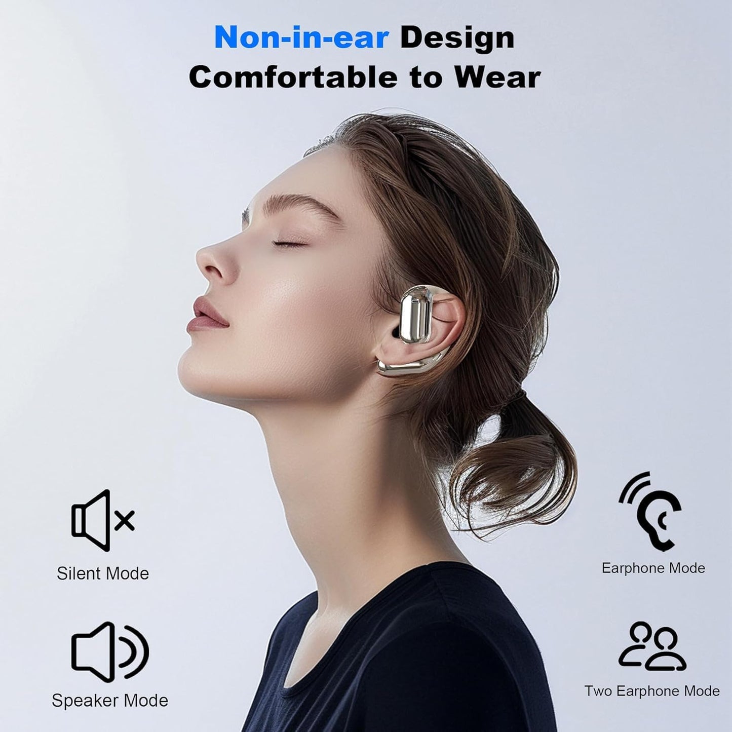 Real-Time AI Translation Earbuds, Open-Ear Audifonos Traductores Inglés Español Two-Way Translator Headphones, Bluetooth Wireless Earhooks for Business, Travel, Learning, Meetings (Light Beige)