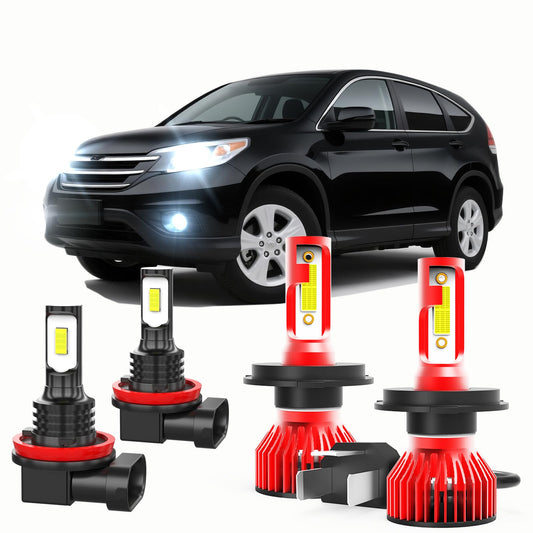 qobsos LED Bulbs 9003/H4 & H11 Fog Lights 20000LM 6000K White Standard Size Red V6H4011 Pack of 4 for Honda Ridg