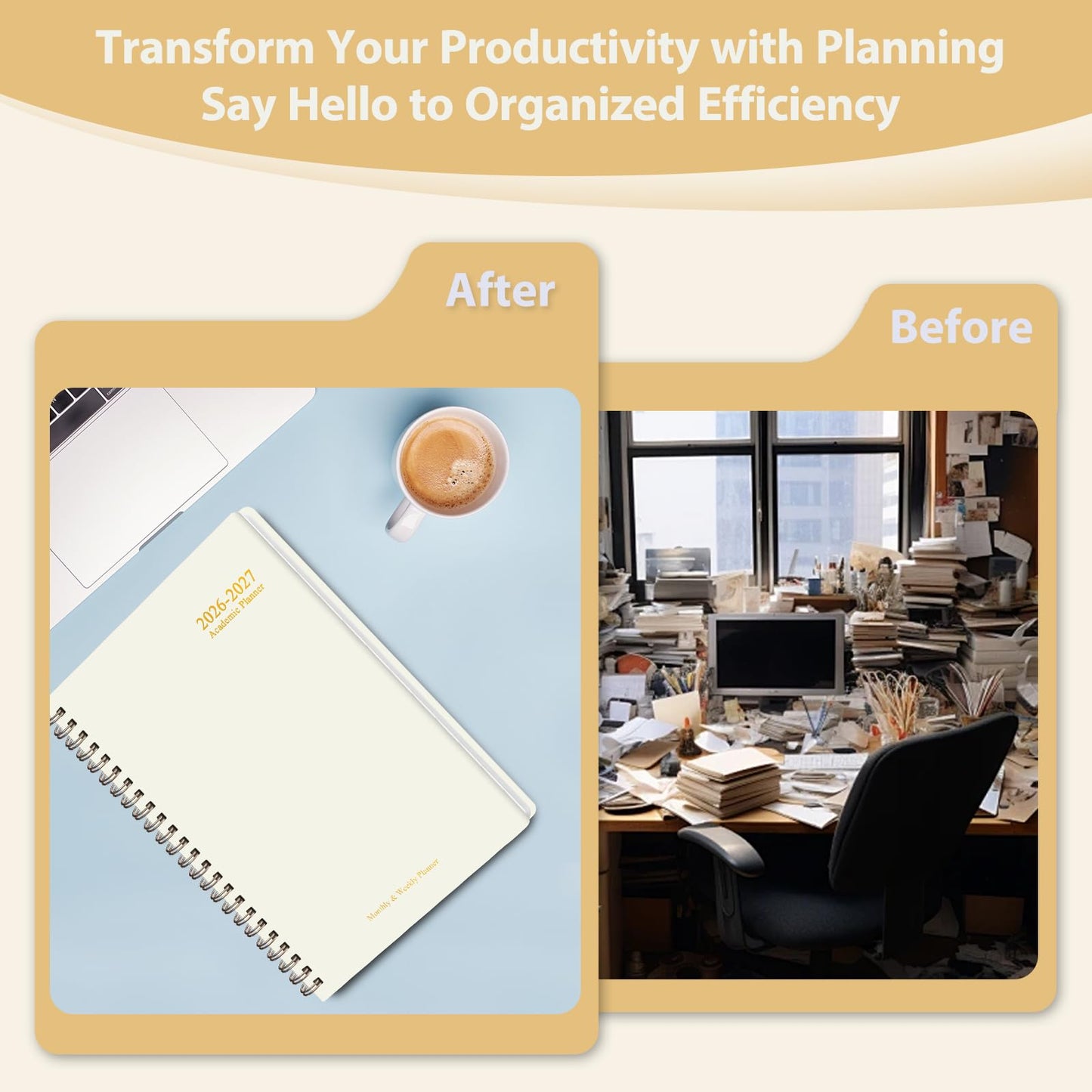 Planner 2026-2027, Weekly and Monthly Academic Planner, July 2026 - June 2027, Hardcover Calendar Agenda Book for School Year Planning, School Supplies for Teacher and Student, A5(6.3'' x 8.5'')