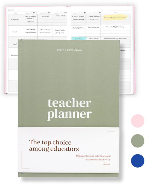 Lamare Teacher Planner 2026-2027 – Hardcover Undated Planner & Lesson Planner Book for Teachers with Class Schedule, Student Info & Weekly Planning - 8x11"