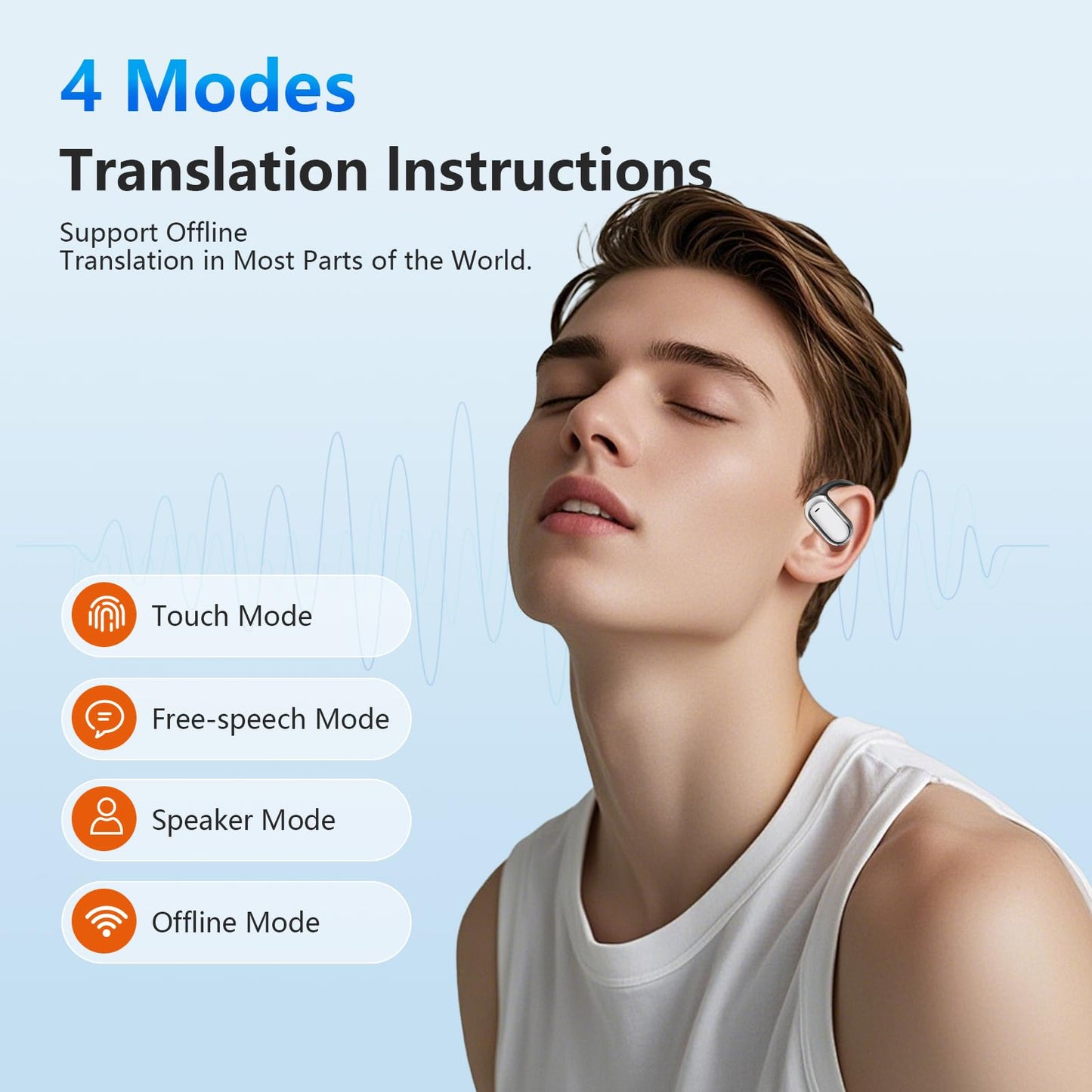 Translation Earbuds Real Time - AI 144 Language Translator Earbuds, Audifonos Traductores Inglés Español, 3-in-1 Translating Device, Translate Ear Buds for Travel Learning with Charging Case Black