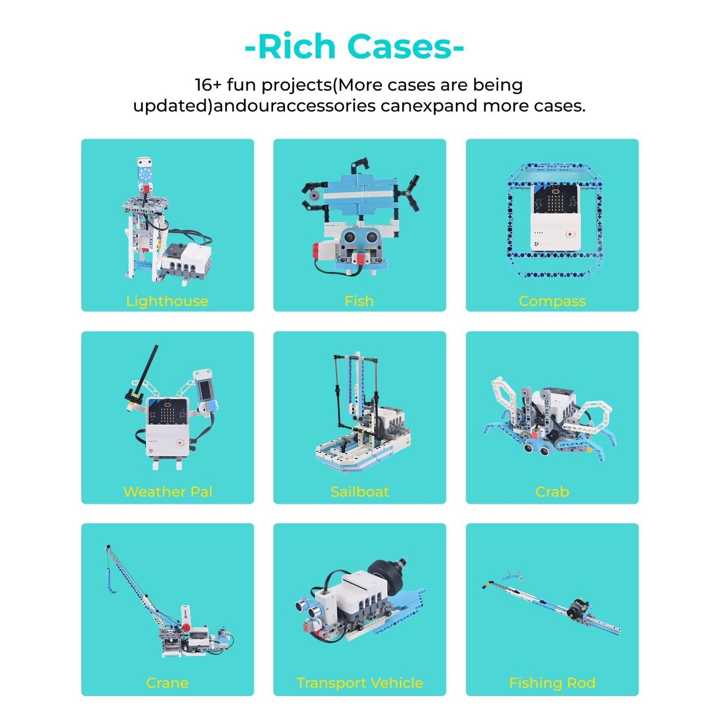 ELECFREAKS microbit Ocean Kit with Nezha Pro Expansion Board 16+ makecode Story Learning Projects, microbit Starter Sensors Kit with Rich Electronic Modules (Without microbit)