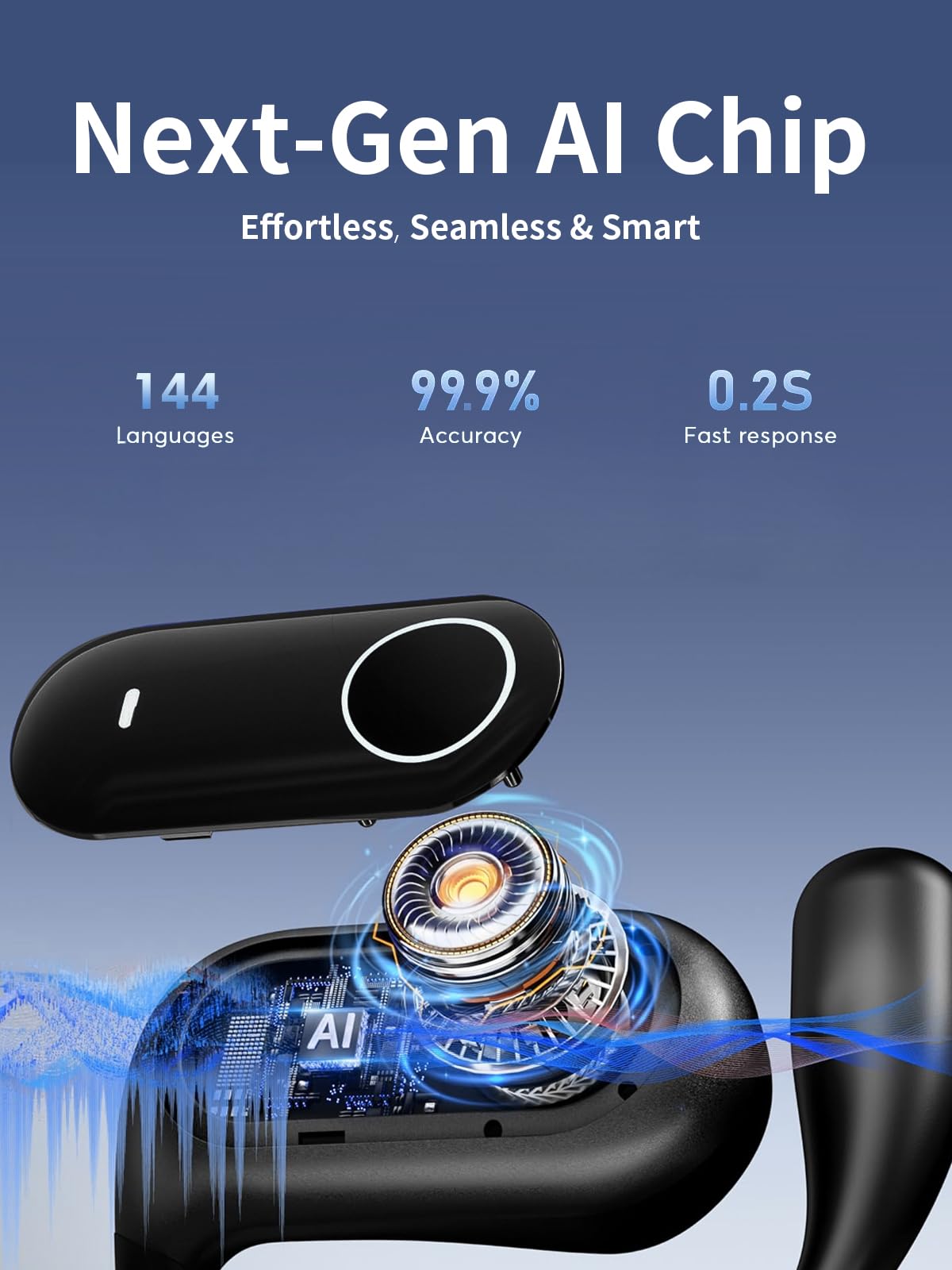 YETHKE 144 Languages AI Translation Earbuds, Bluetooth 5.4 Headphones Translator, 4-in-1 Smart Mode Touch Screen Real-Time Earphones Fit iOS and Android Devices, Ideal for Travel, Business, Learning