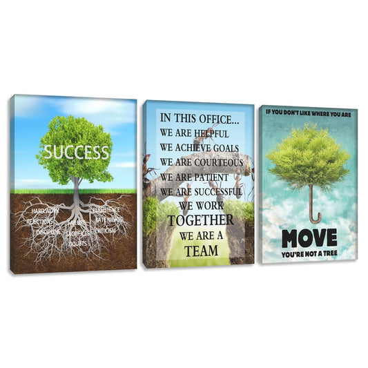 Motivational Wall Art Canvas Tree Poster Prints Wall Art Inspirational Canvas Wall Decor Success Artwork Entrepreneur Team Quote Office Wall Decor for Home Workplace Framed Decoration(36''Wx 16''H)