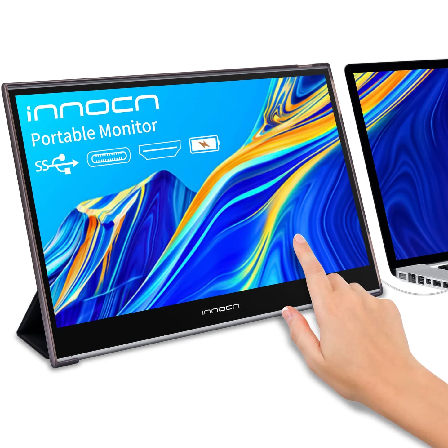 INNOCN Portable Monitor Touchscreen for Laptop 15.6" FHD 1080P HDMI External Display USB C Travel Second Monitor for MacBook Windows Tablets Android Chrome PS4 Switch Mini PC, 1500:1, 100% sRGB