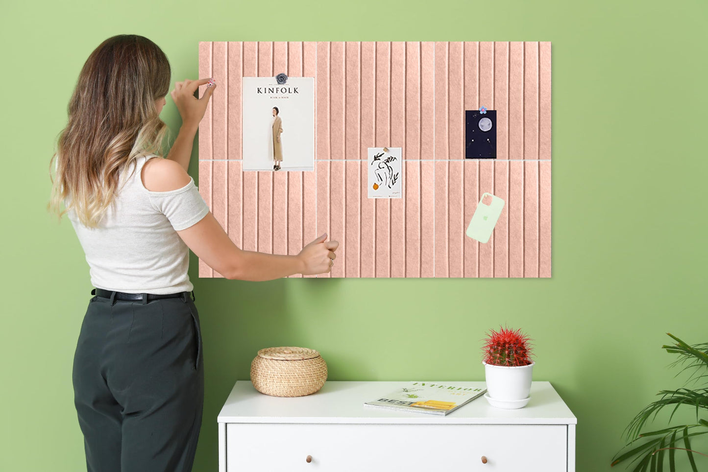 Yunihome Cork Board for Walls 36" x 24", 6 Pack Felt Bulletin Board Wall Tiles with 30 Push Pins for Home Kitchen School Office Wall DIY Decorative