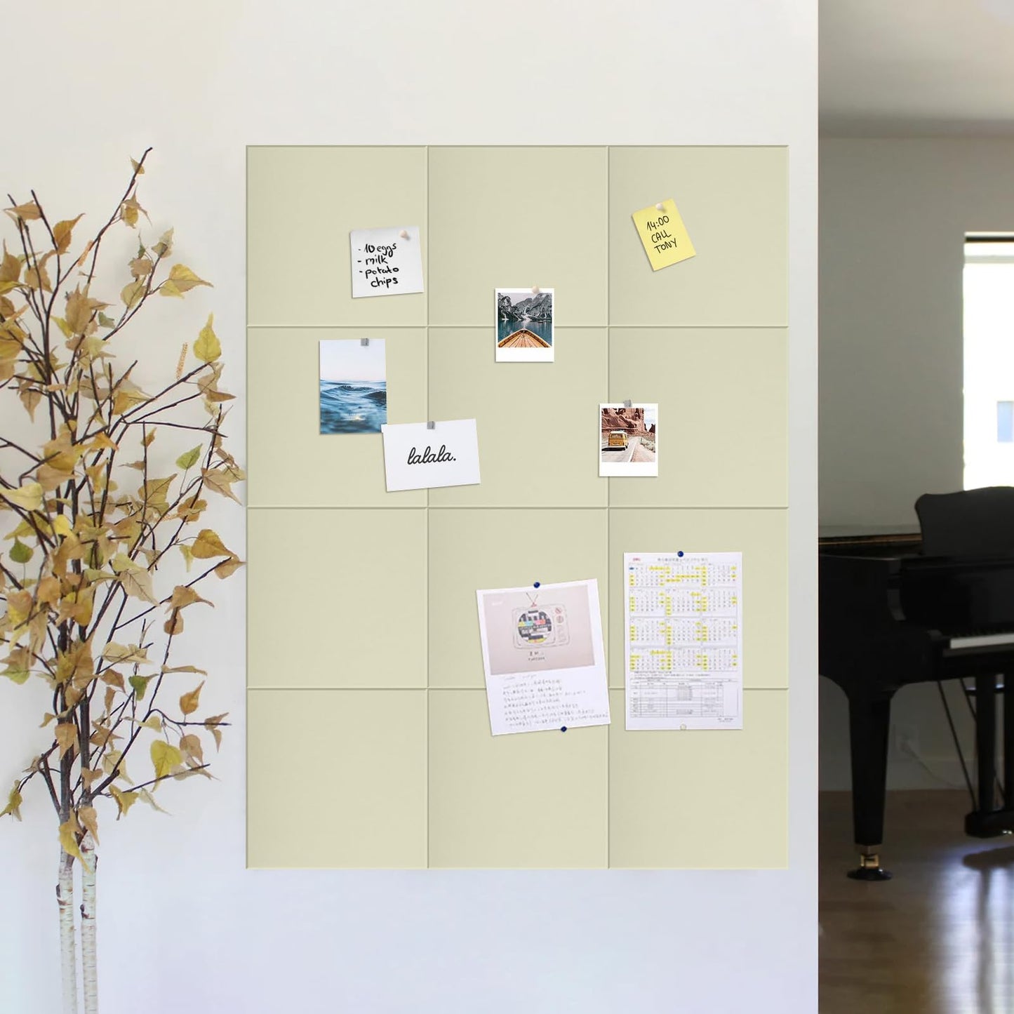 Large Bulletin Board 48"x 24" Cork Boards for Walls, 8 Pack Felt Wall Panels Photo Board, Cork Board for Office Home Pin Board