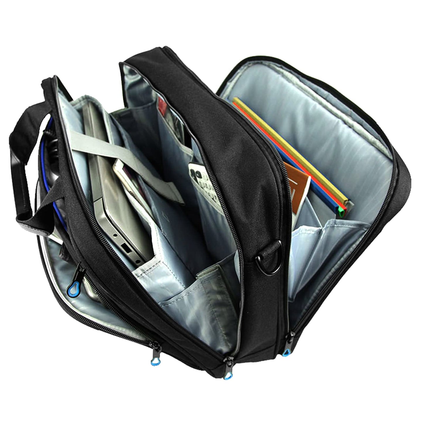 KROSER Laptop Bag 15.6 Inch Briefcase Messenger Bag Water Repellent Computer Case Shoulder Bag Durable Tablet Sleeve for Business/College/Women/Men - Black/Blue