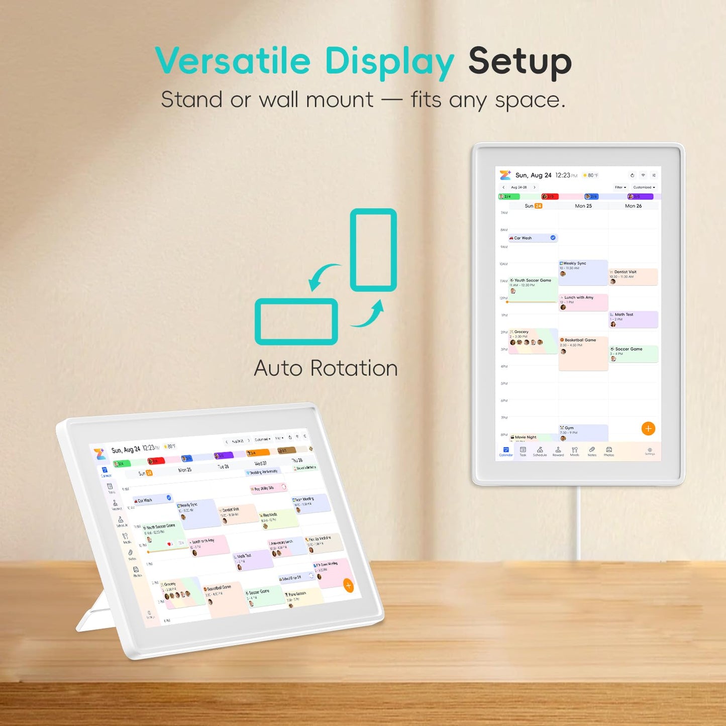 Digital Calendar, 15.6 Inch Electronic Calendar Smart Touchscreen Interactive Wall Planner for Family Schedules, Great for Organizing Routines, Wall & Desk Mountable, Gifts for Mom
