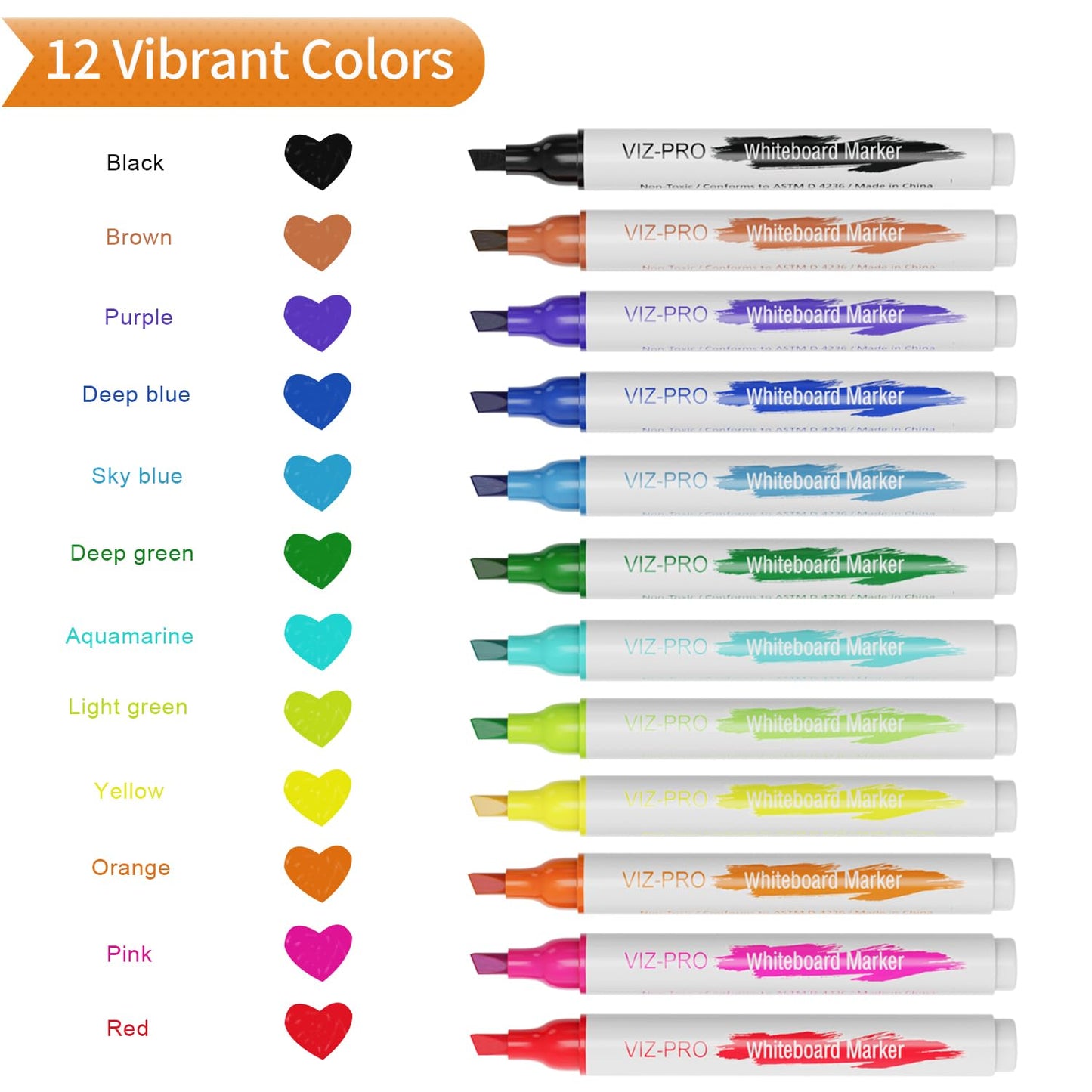 VIZ-PRO Magnetic Whiteboard/Dry Erase Board, 18 X 12 Inches, with 1 Eraser & 4 Magnets & 14 Markers