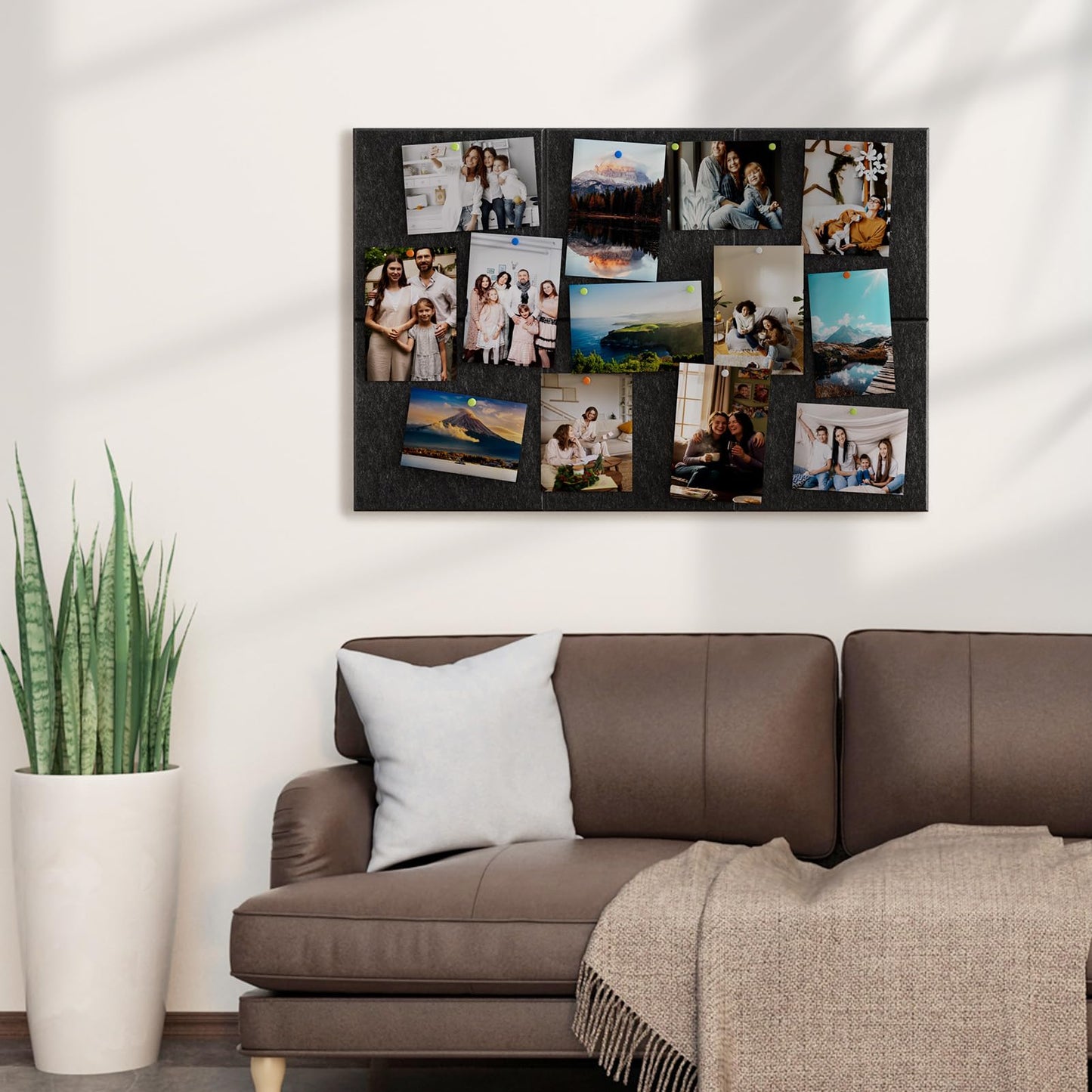 MaxGear Large Cork Board for Wall 36" x 24", Dark Gray Bulletin Board, 6 Pack Felt Wall Tiles with Pushpins, Cork Boards for Office Pin Board Tack Board Cork Boards