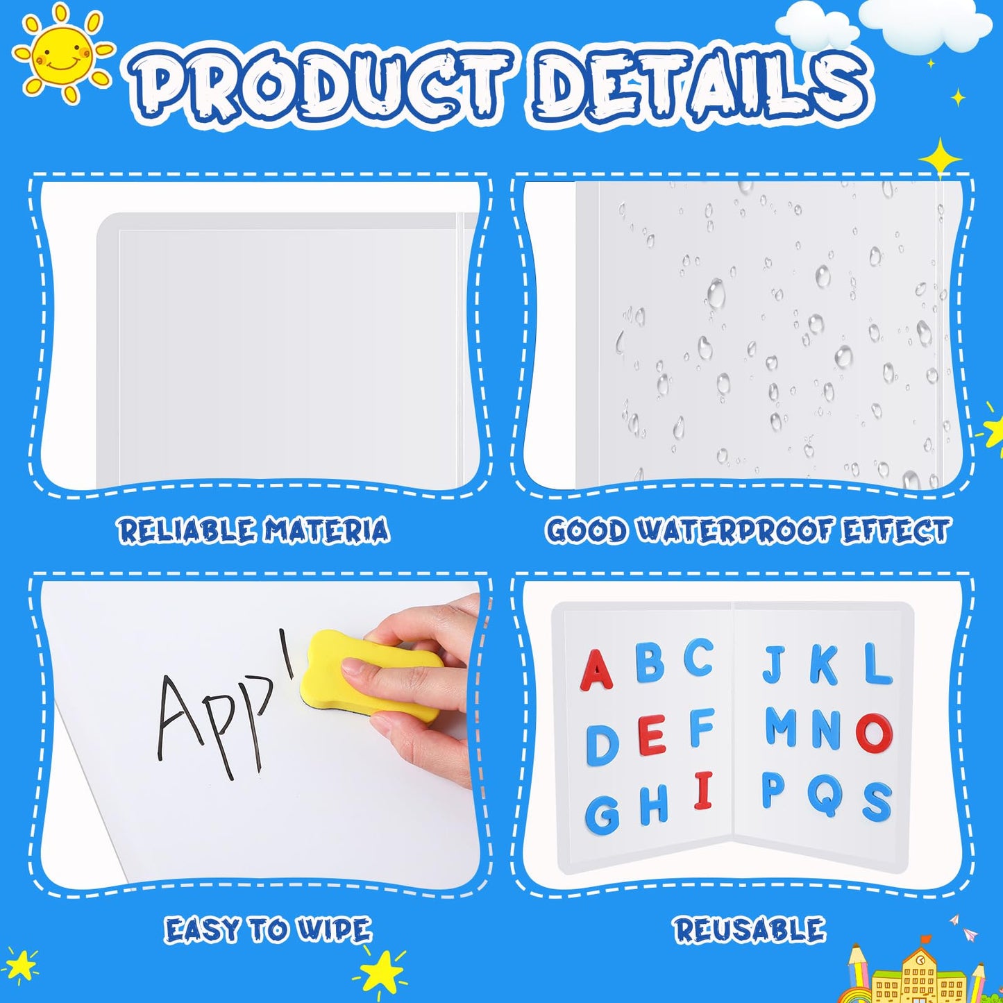 Motipuns 24 Pcs Folding Magnetic Dry Erase Activity Boards Foldable Magnetic Board Dry Erase Learning Project Scrum Folding Whiteboard for Students School Classroom