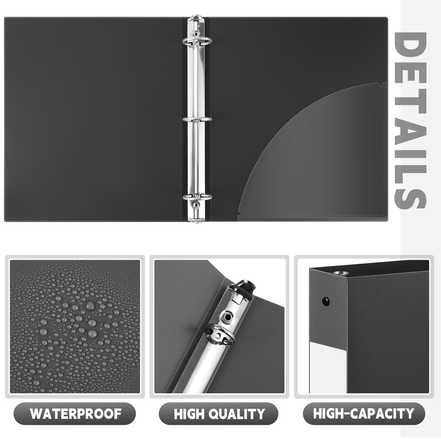 Henoyso 48 Pack 1 Inch 3 Ring Plastic Binders, Bulk Flexible PP Binders for Classroom & School Supplies, Letter Size 8.5 x 11, Holds 240 Sheets with Interior Pocket (Black)