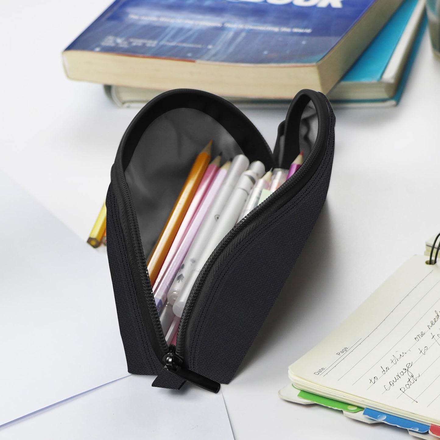 Gloppie Pencil Pouch - Practical Pencil Case, Aesthetic Simple Pencil Bag, Small Pen Holder, Back to School Supplies for Girls Boys, Black
