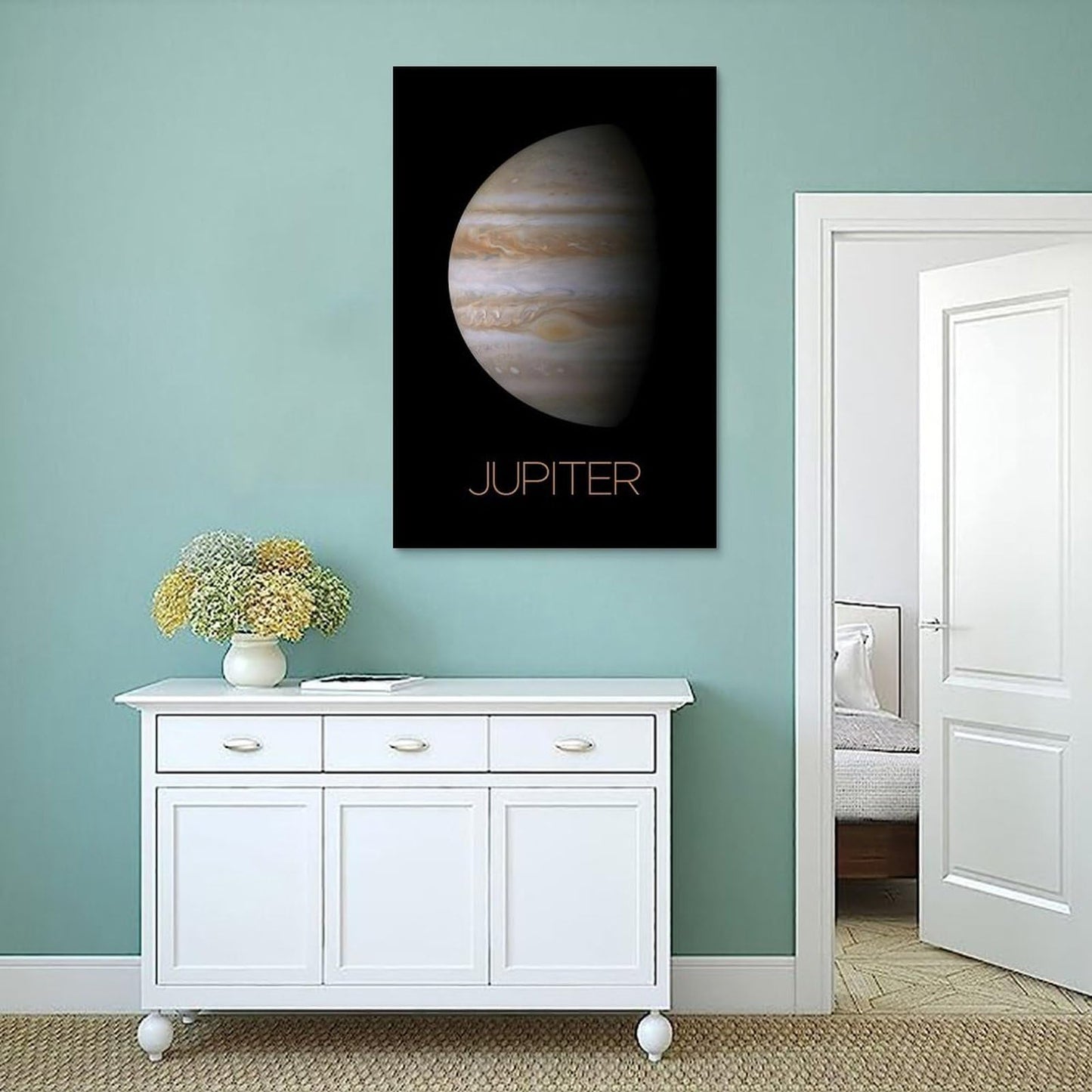 XIAOLOUTINYU Solar System Canvas Wall Art - Jupiter Planet Space Poster for Kids Room Bedroom Classroom, STEM Educational Astronomy Decor, Science Gift for Boys Girls Teens, 16x24 Inch Unframed