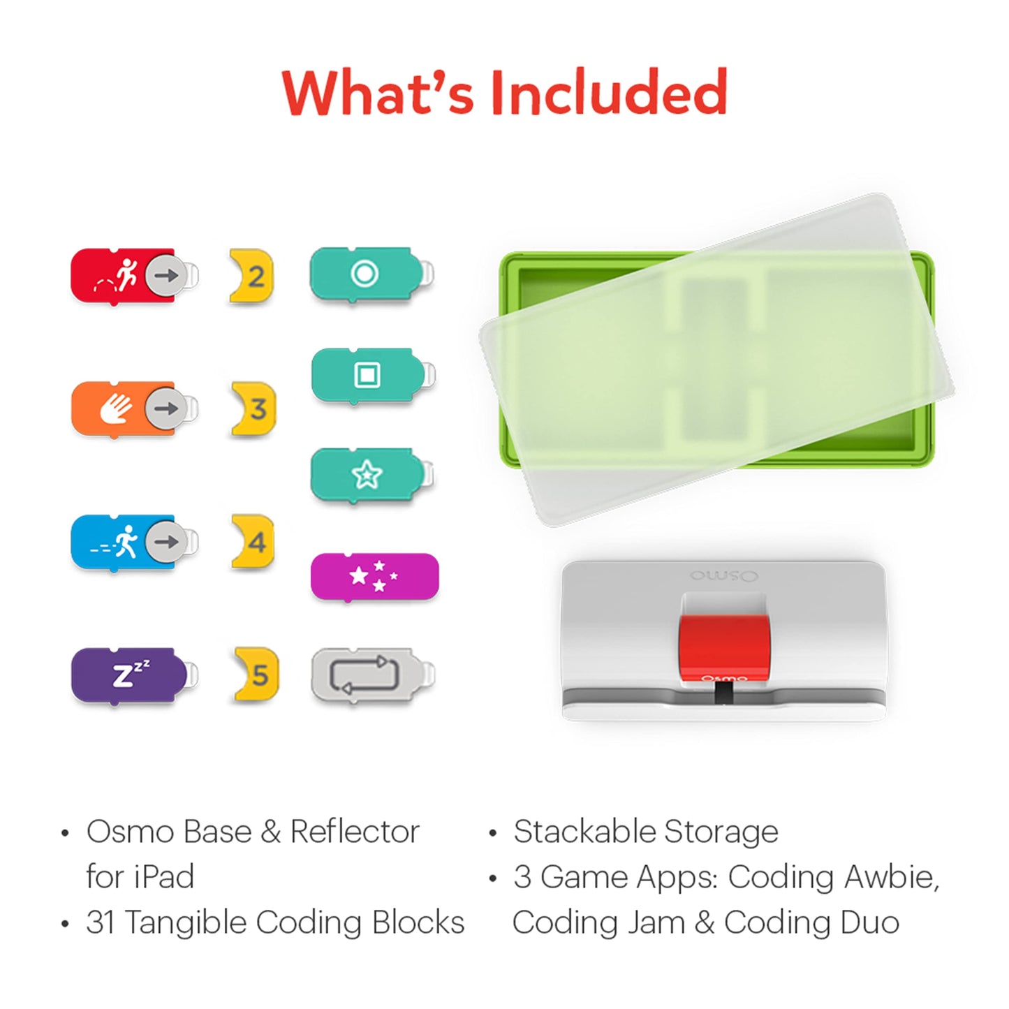 Osmo - Coding Starter Kit for iPad-3 Educational Learning Games-Ages 5-10+ Learn to Code, Basics Puzzles-STEM Toy-Logic, Fundamentals(Osmo iPad Base Included)