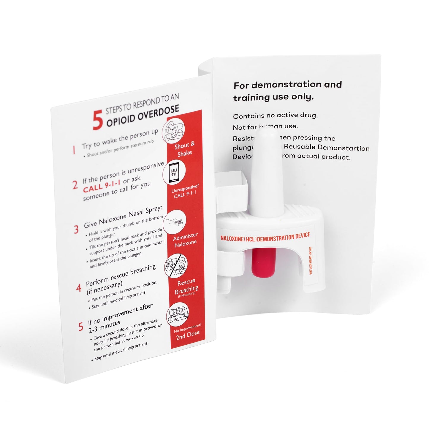Training Device for Naloxone Nasal Spray | for Use in First Aid Training for Opioid Overdose | Reusable | Includes Two Nasal Spray Training Devices & Instructions (Pack of 5) | Contains NO Medication