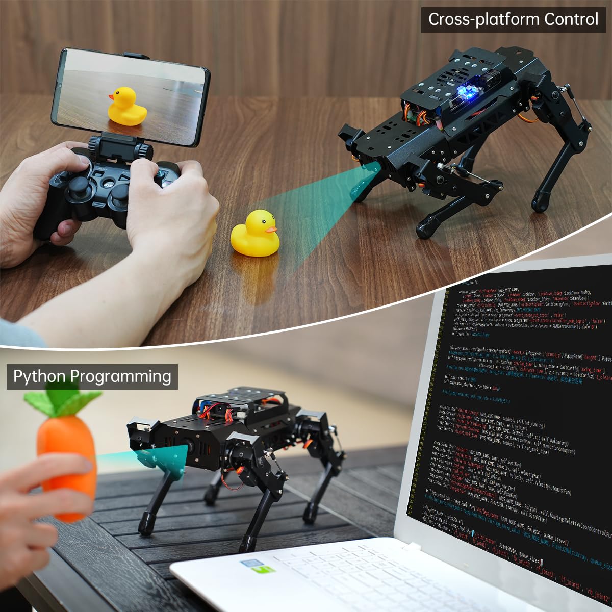 PuppyPi Robot Dog with ChatGPT Large AI Models AI Embodied Intelligence ROS Robotic Dog Vision Scene Voice Understanding SLAM Mapping Navigation Bionic Quadruped Robot, Pro Kit & RaspberryPi5 4GB