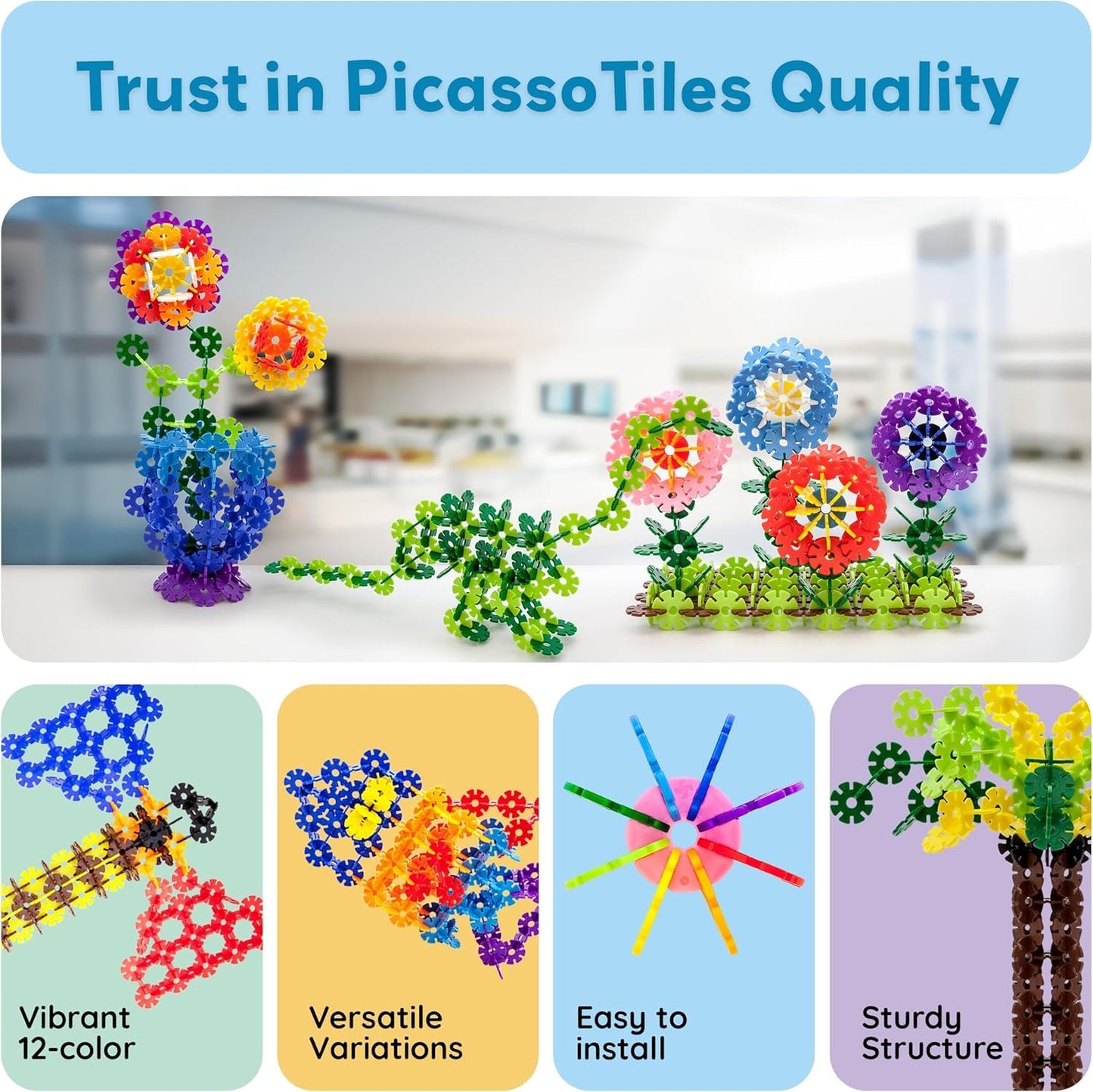 PicassoTiles Building Chips 600 Pieces Interlocking Construction Chips Creative Disc Block Toy Set STEM Learning Toys for Early Education and Child Brain Development Kids Boys Girls Age 3 and Up PTF60