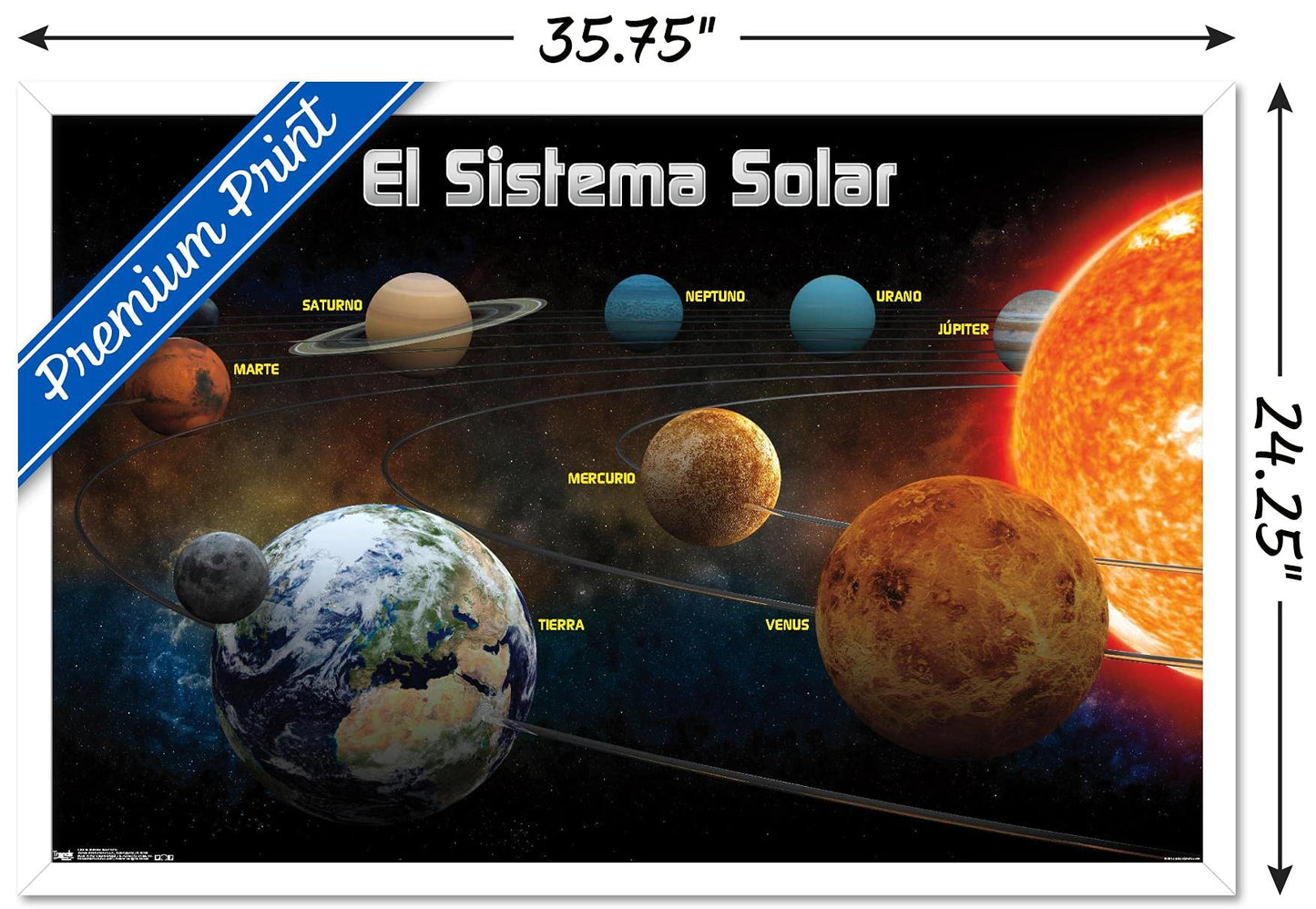 Trends International El Sistema Solar 2013 (Solar System) Wall Poster, 22.375" x 34", White Framed Version