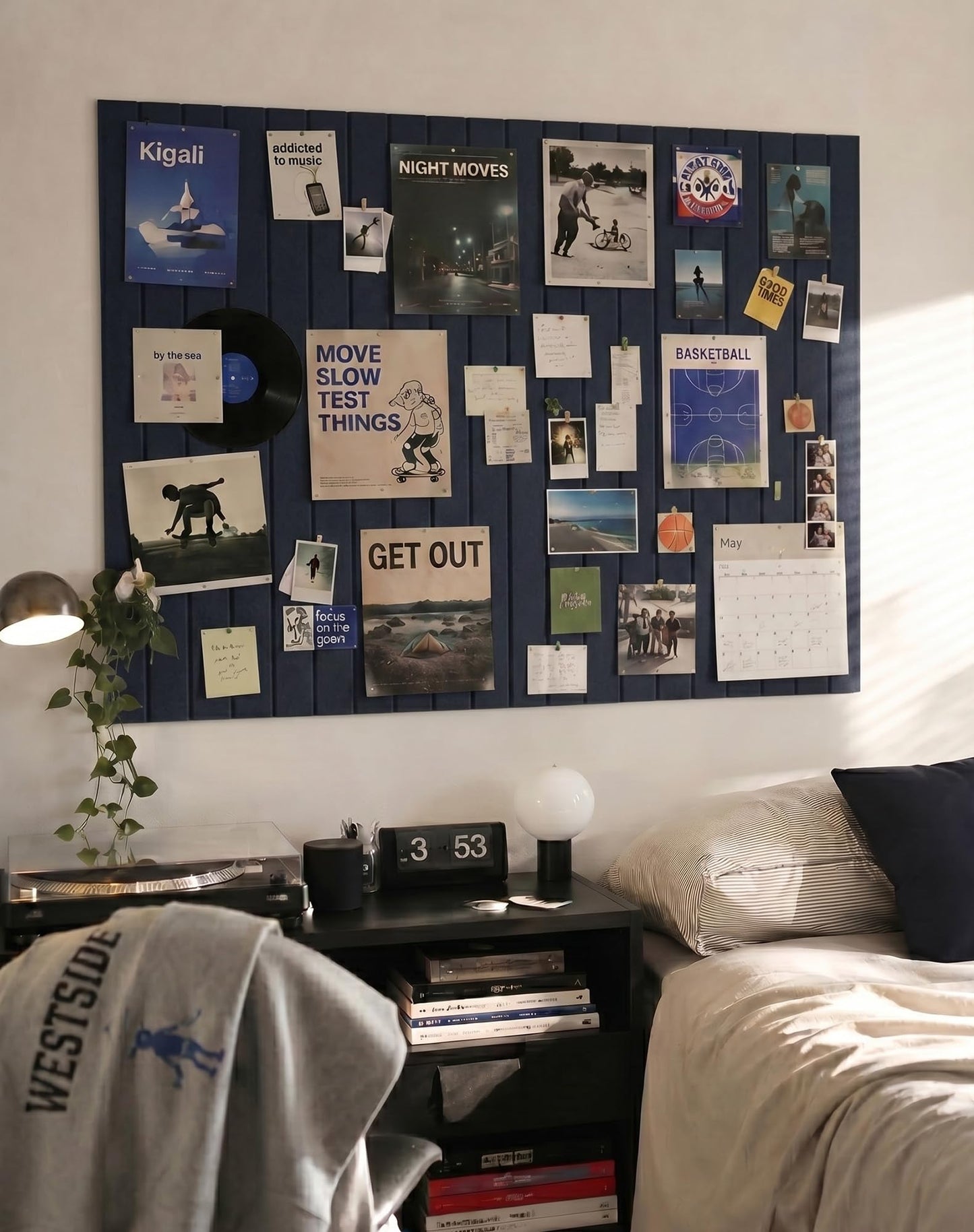 Aothia 12-Pack Felt Bulletin Board Tiles - 48x36 Modular Pin Board for Walls, 0.2" Thick Cork Board Alternative for Office & Classroom, 70 Adhesive Tabs & 40 Pushpins Included (Navy Blue)