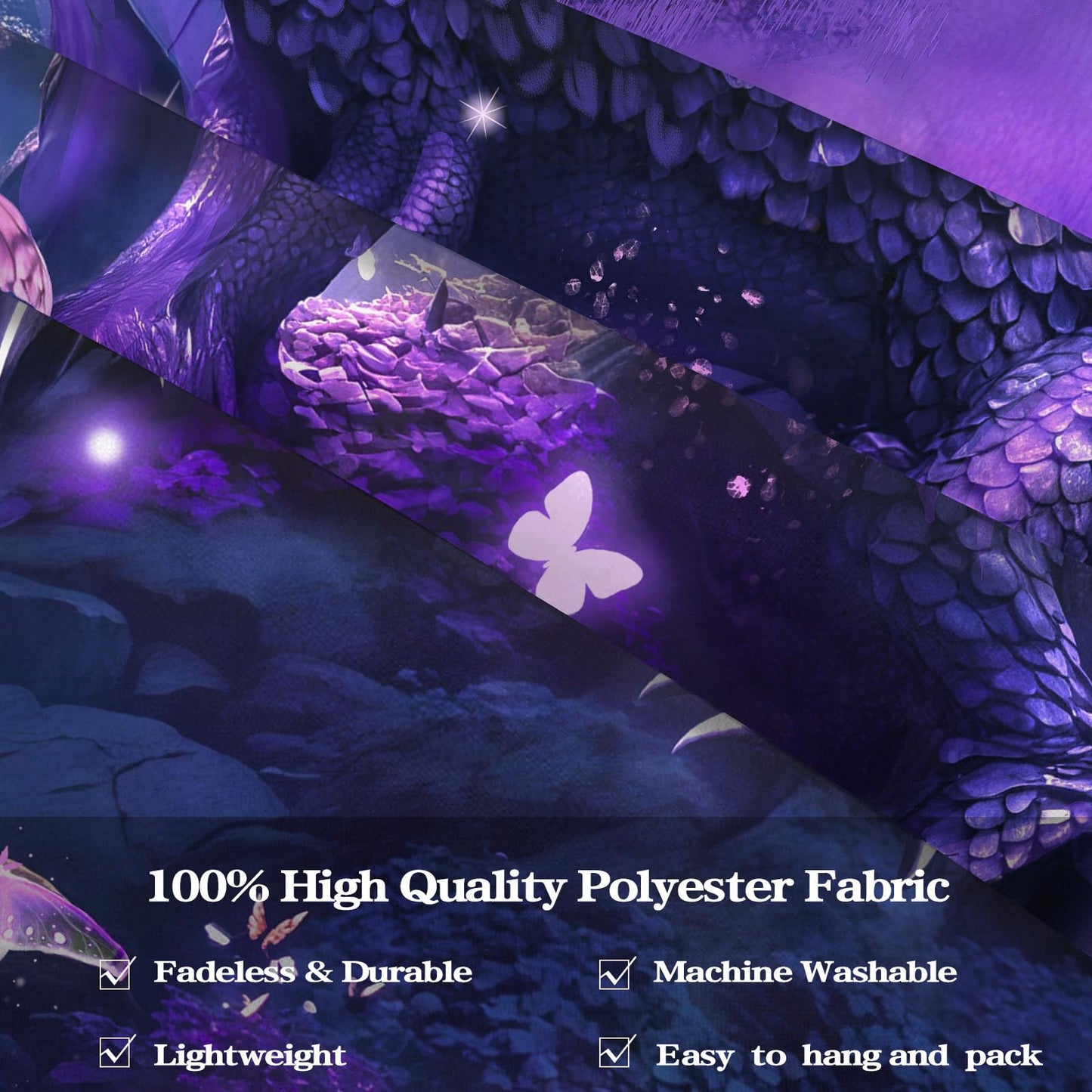 Spenlife Purple Mystical Forest Dragon Wall Tapestry, Fantasy Enchanted Wood Tapestries for Room Decor, Dreamy Tapestry 60x44 Inch
