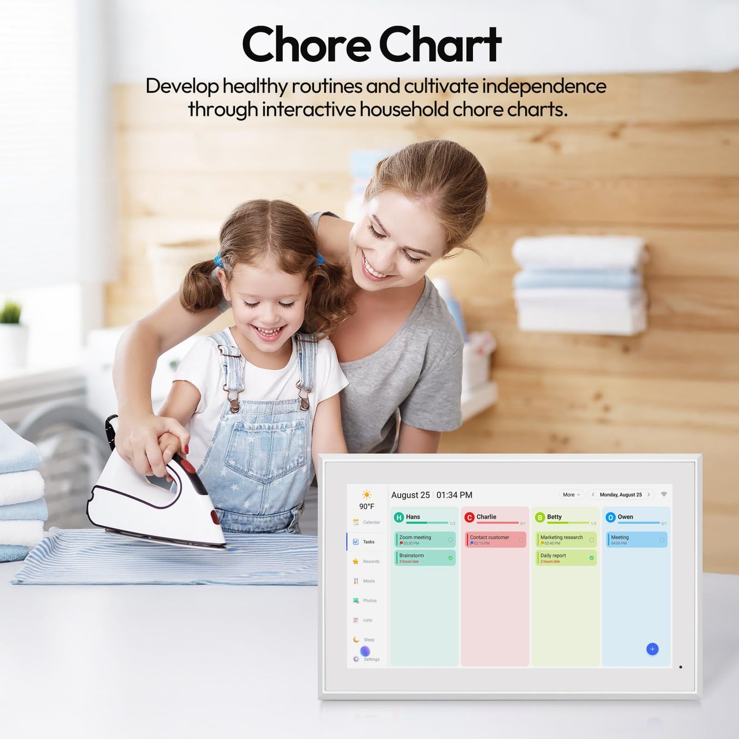 BOCT 21.5'' Digital Calendar Wall - 64GB Memory Touch Screen Chore Chart Smart Calendar, Digital Planner, Auto-Sync, APP Control, Interactive Family Schedules, Gift for Mother
