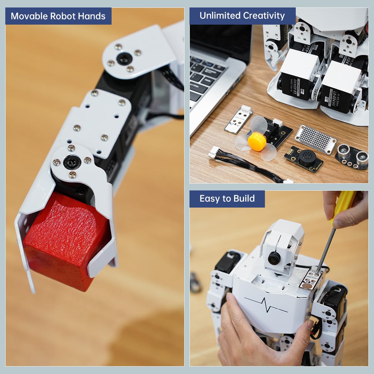 HIWONDER AI Embodied Intelligent Robot with ChatGPT Multimodal AI Models Vision Scene Voice Command Understanding 20DOF Educational Humanoid Robot Python Programming, TonyPi Pro & RaspberryPi 5 8GB
