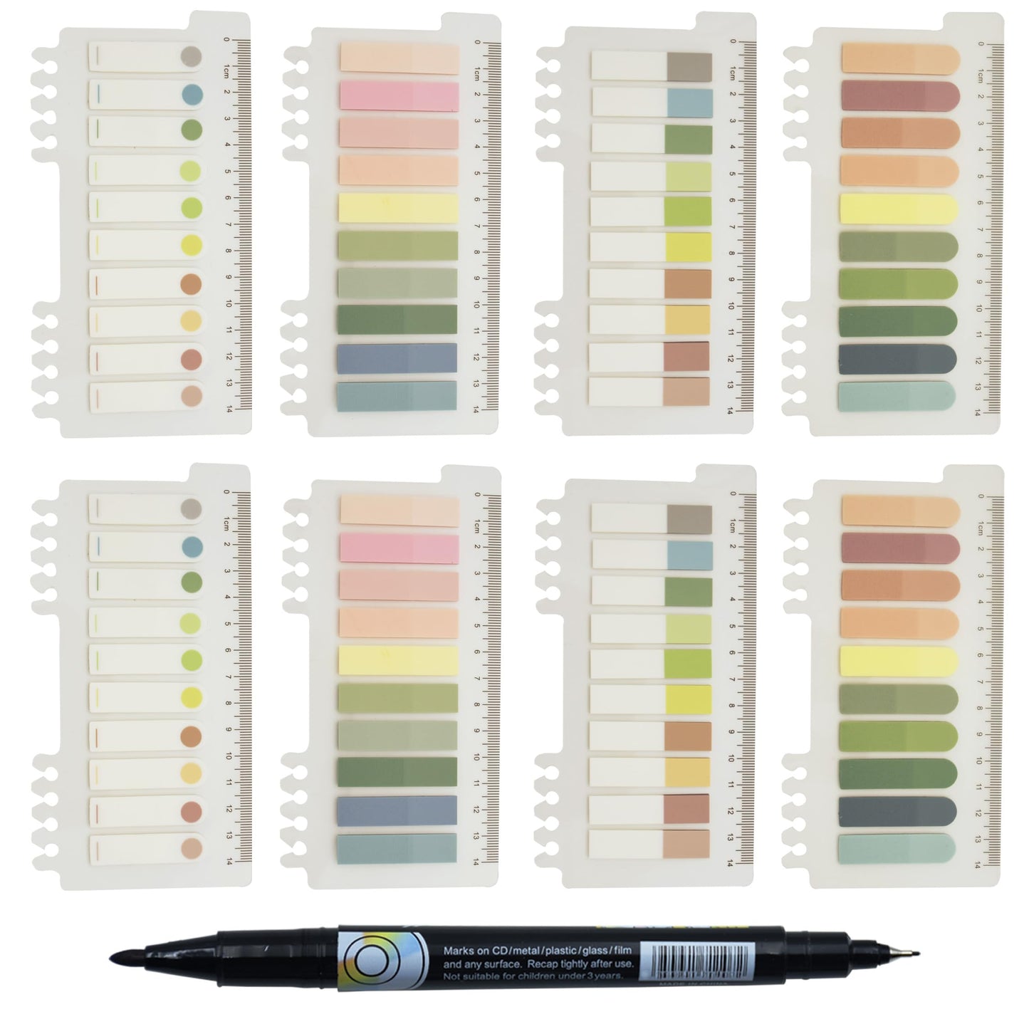 YOUDEFUL 1600pcs Translucent Sticky Note Tabs, Morandi Page Markers for Annotating Books,Repositionable Book Flags Tabs Strip with Binders, Clear Sticky Notes,Page Tabs,Index Tabs